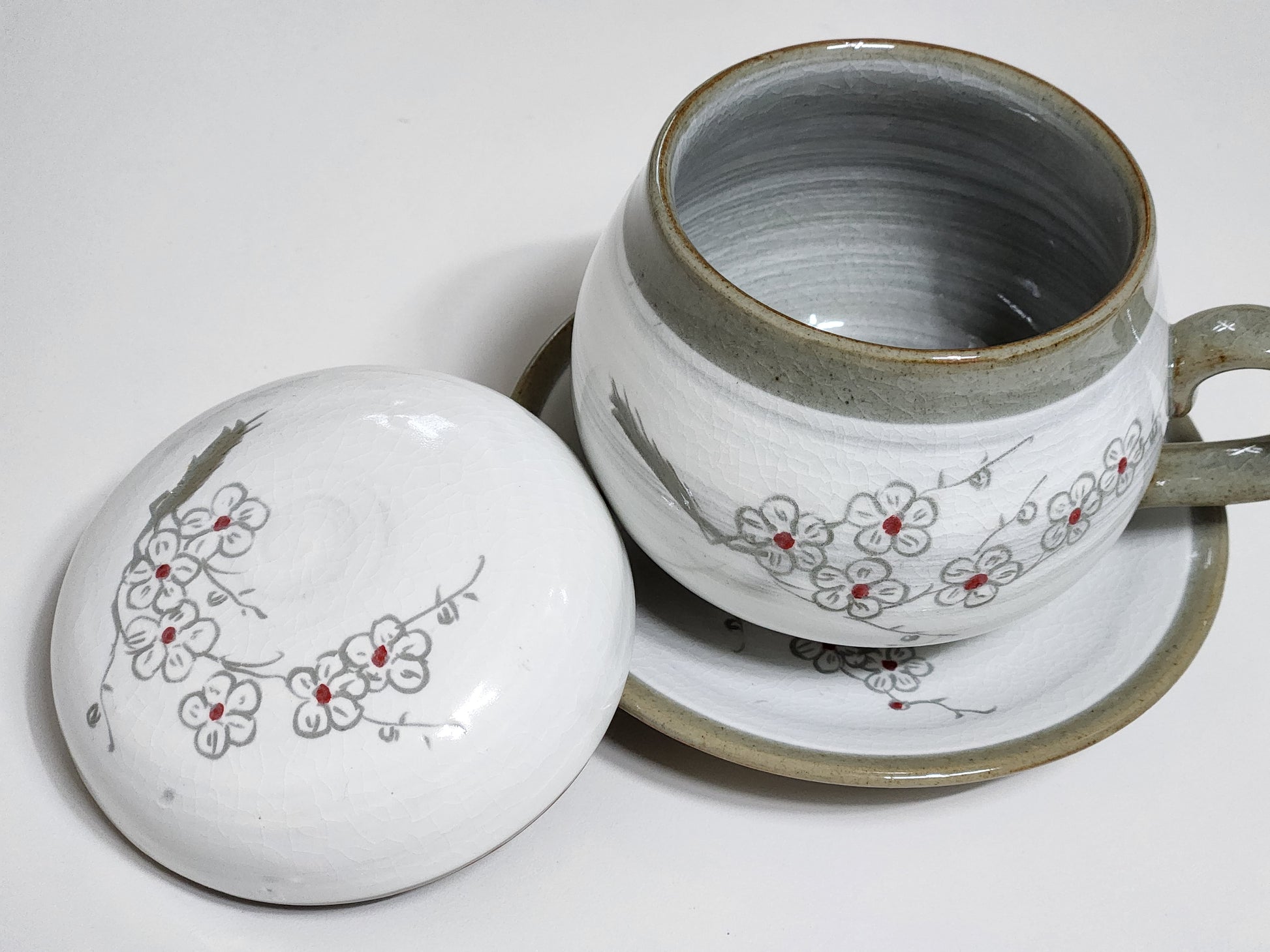 Korean plum flower tea cup & coaster
