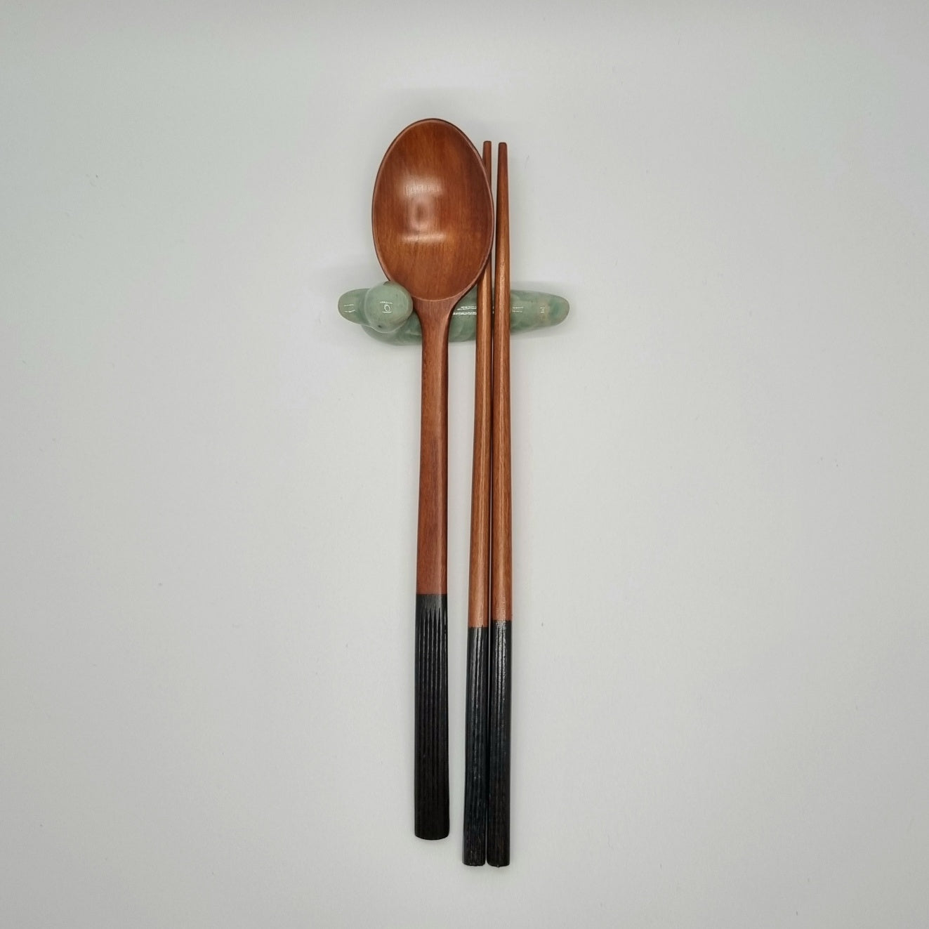 Celadon Duck Spoon, Fork, Chopsticks Rest 2P SET