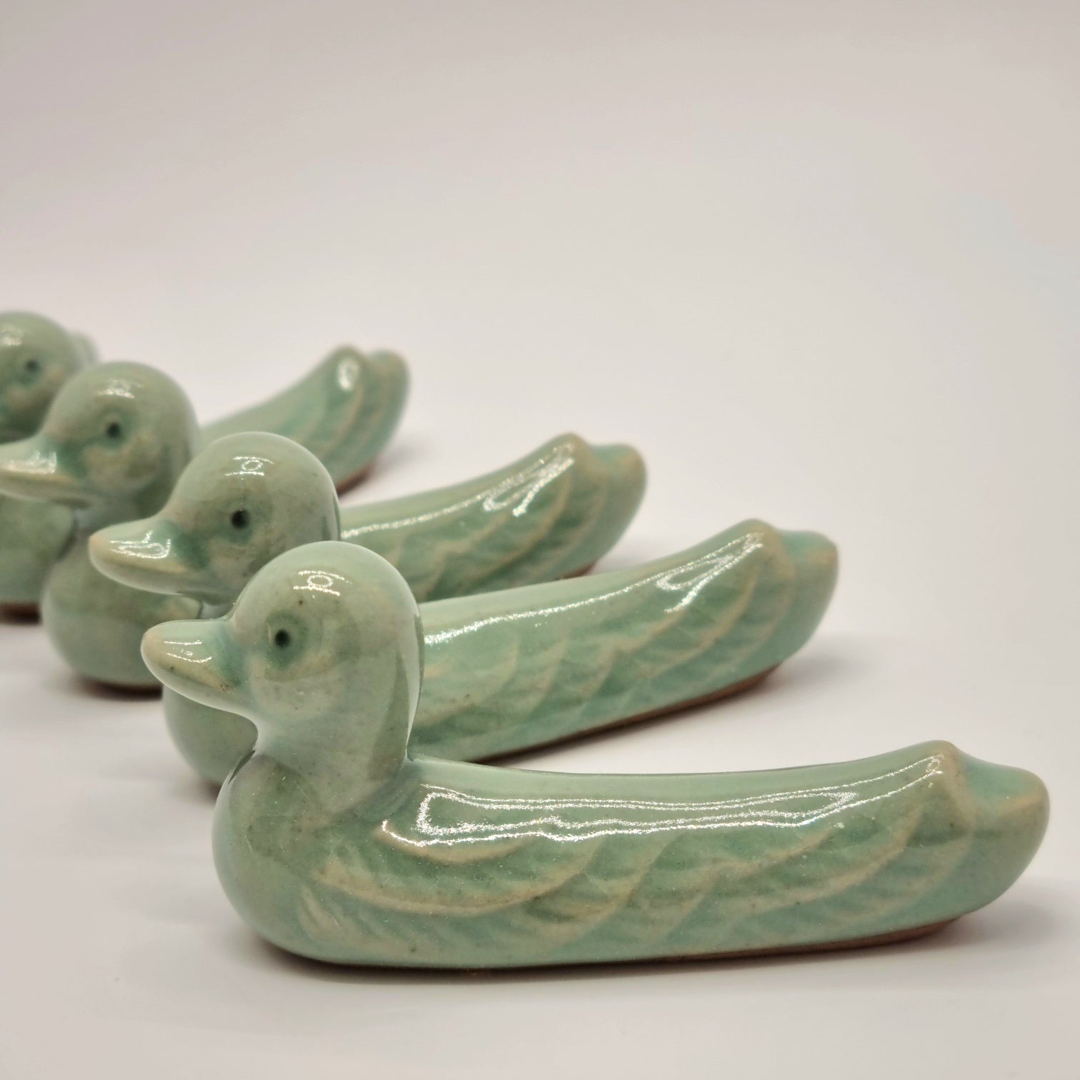 Celadon Duck Spoon, Fork, Chopsticks Rest 2P SET