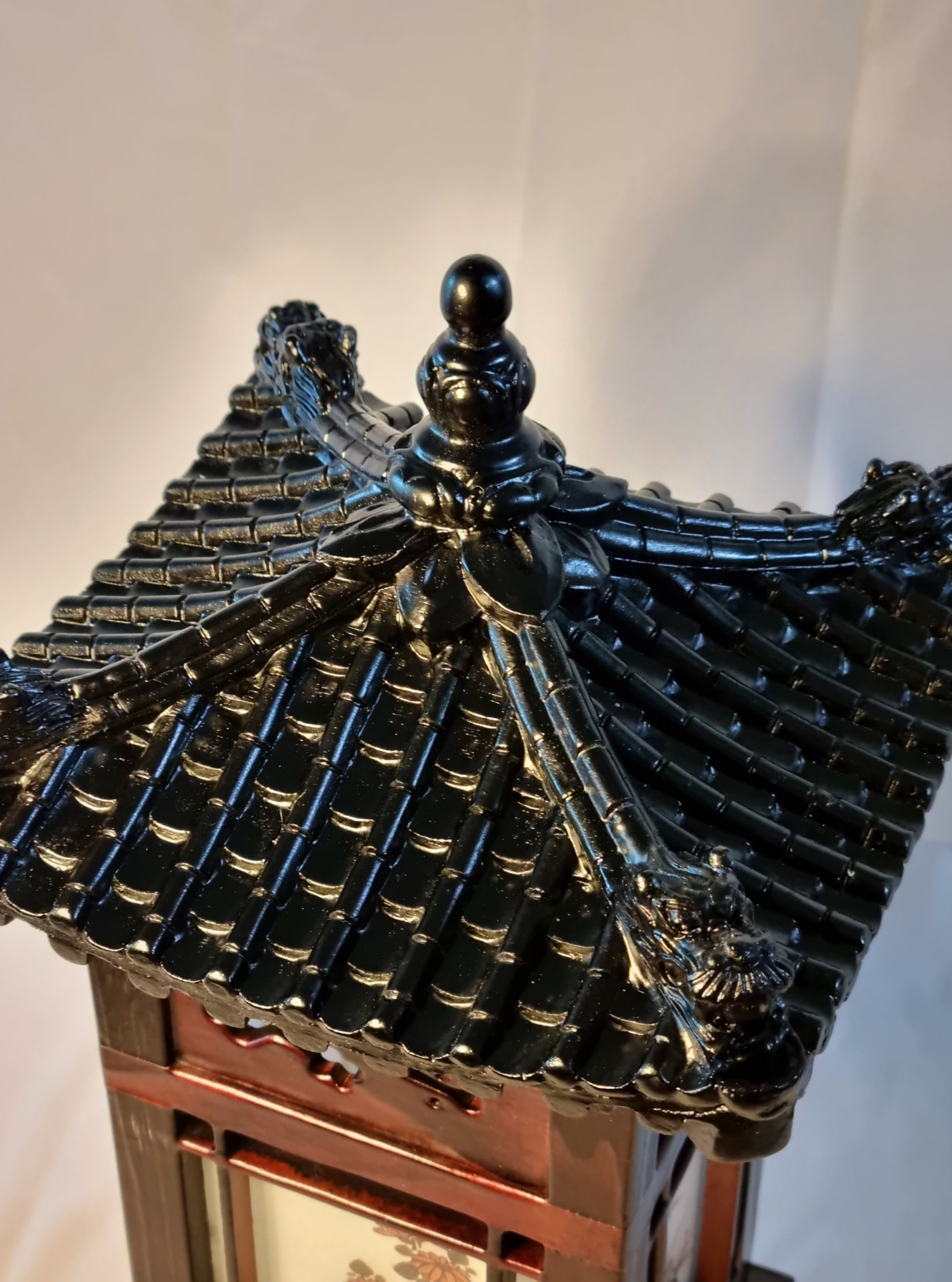 Korean Traditional Hanok Roof Tiles Desk or Floor Lamp The Four Gracious Plants Hanji Lanterns