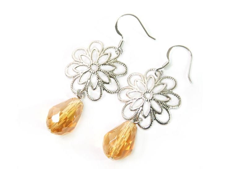 Korean Lotus Crystal Handmade Earrings