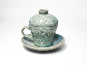 Korean Inlaid Celadon Prunus Vase Lid Teacup (200ml)