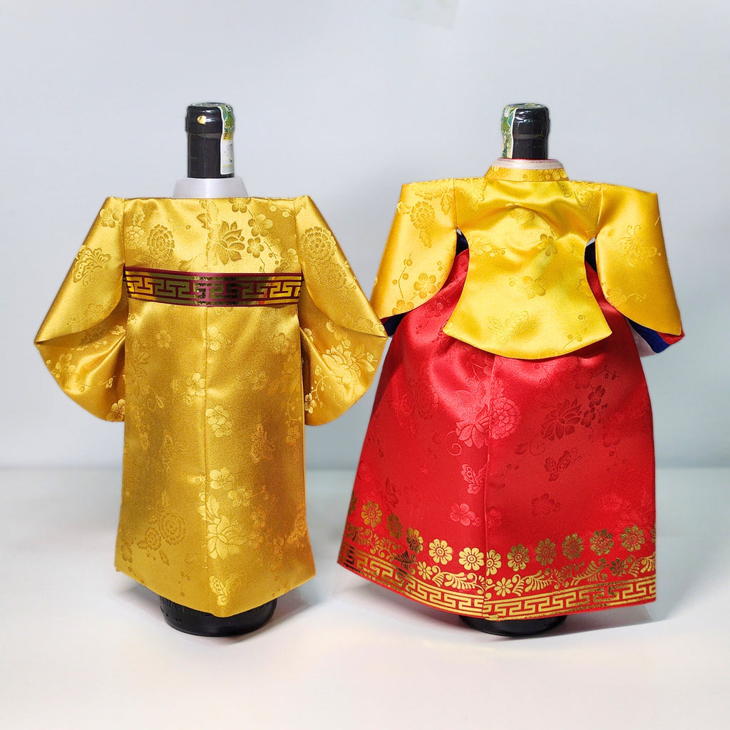 Korean hanbok wine bottle cover KING & QUEEN