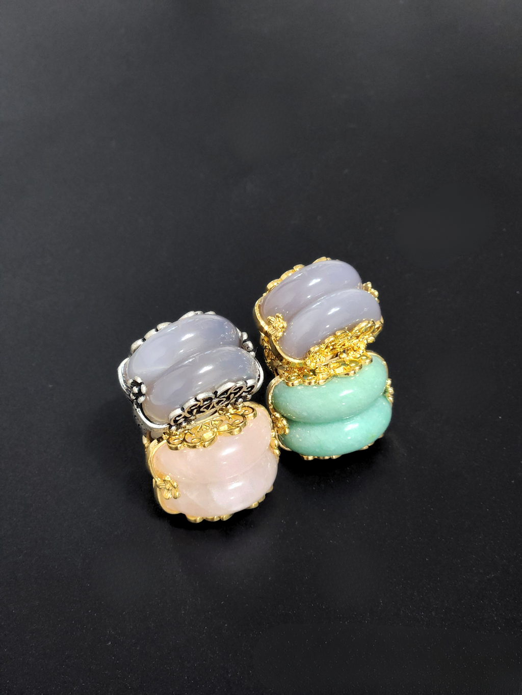 Jade twin hanbok ring butterfly band, korean hanbok accessory