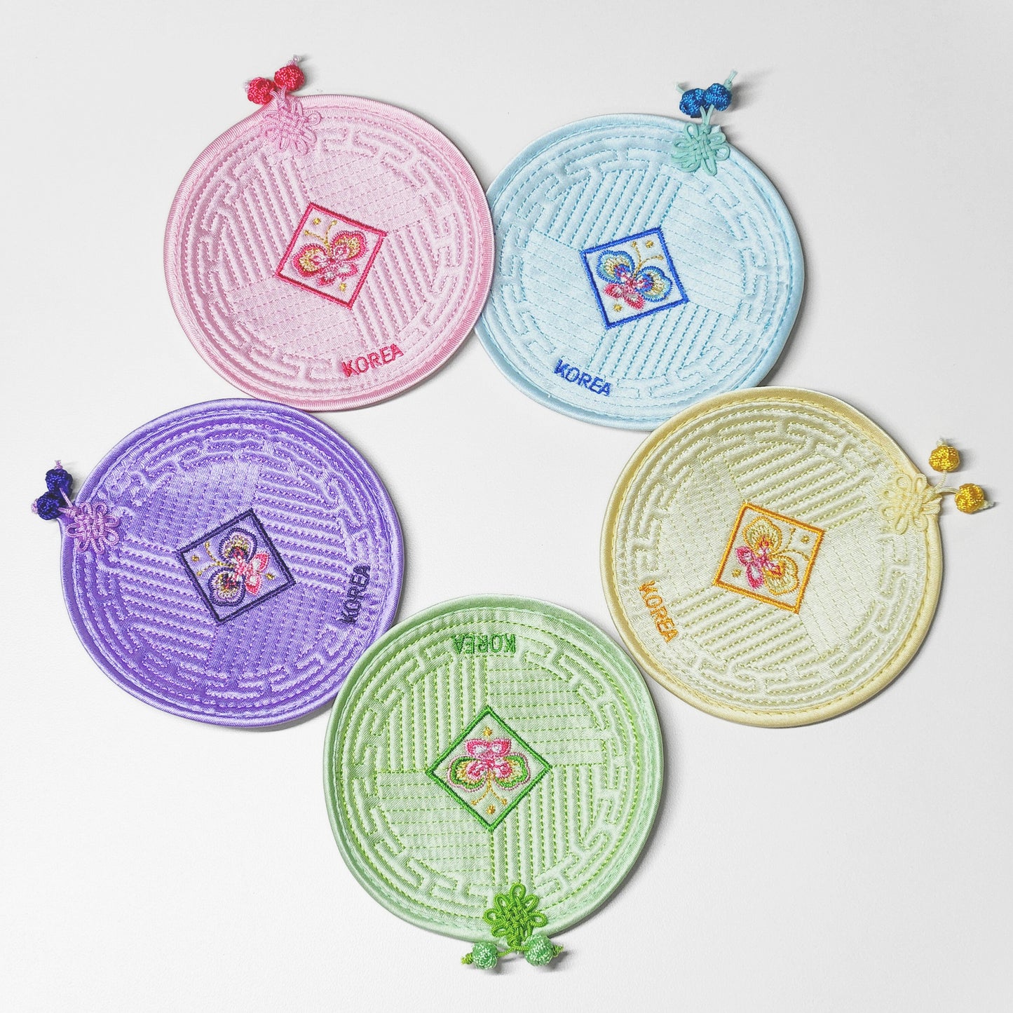 Quilted Coaster Tea Coaster Round Pastel Color (1set)