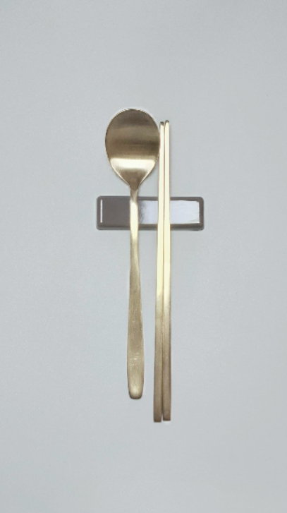 Korean brassware round spoon&chopstick set