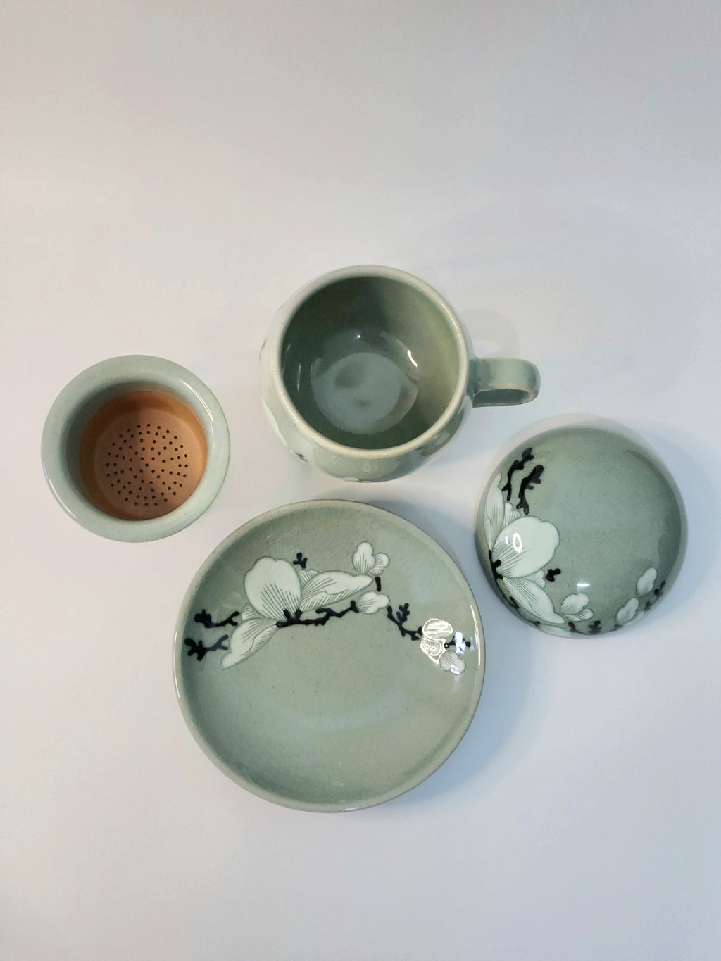 Korean Celadon Magnolia Teacup Set