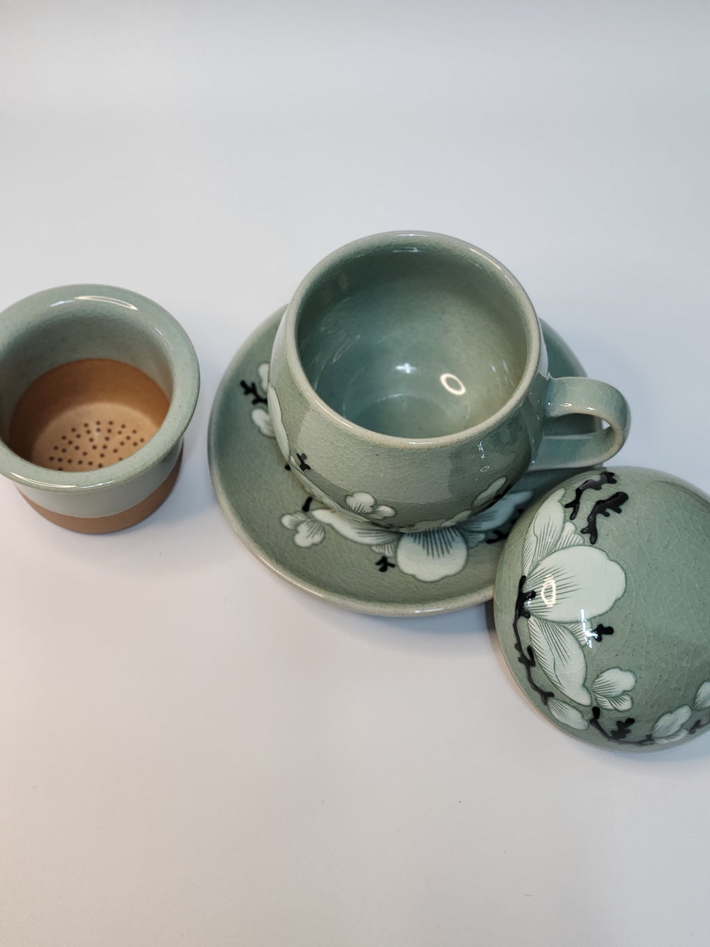Korean Celadon Magnolia Teacup Set