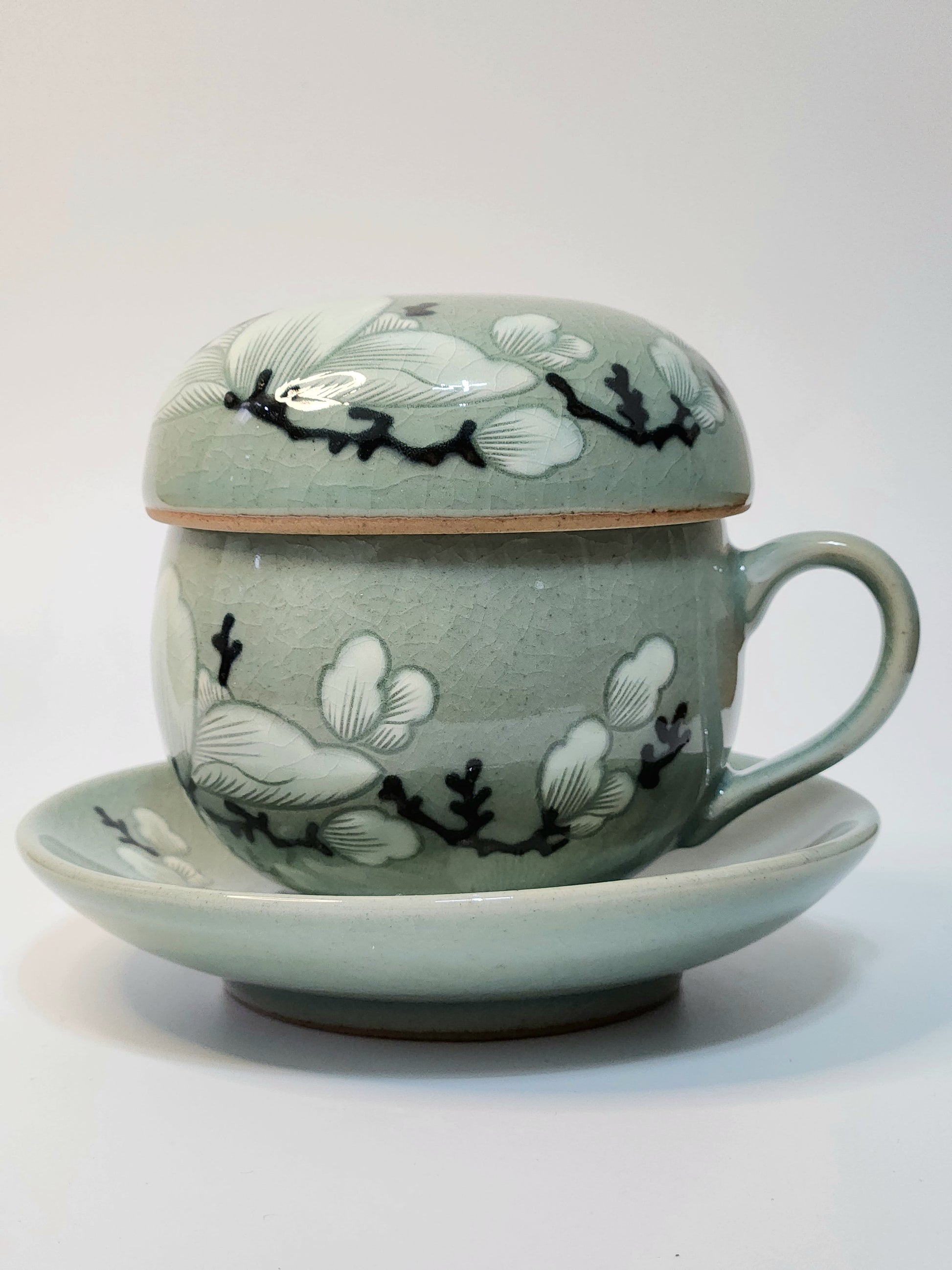 Korean Celadon Magnolia Teacup Set