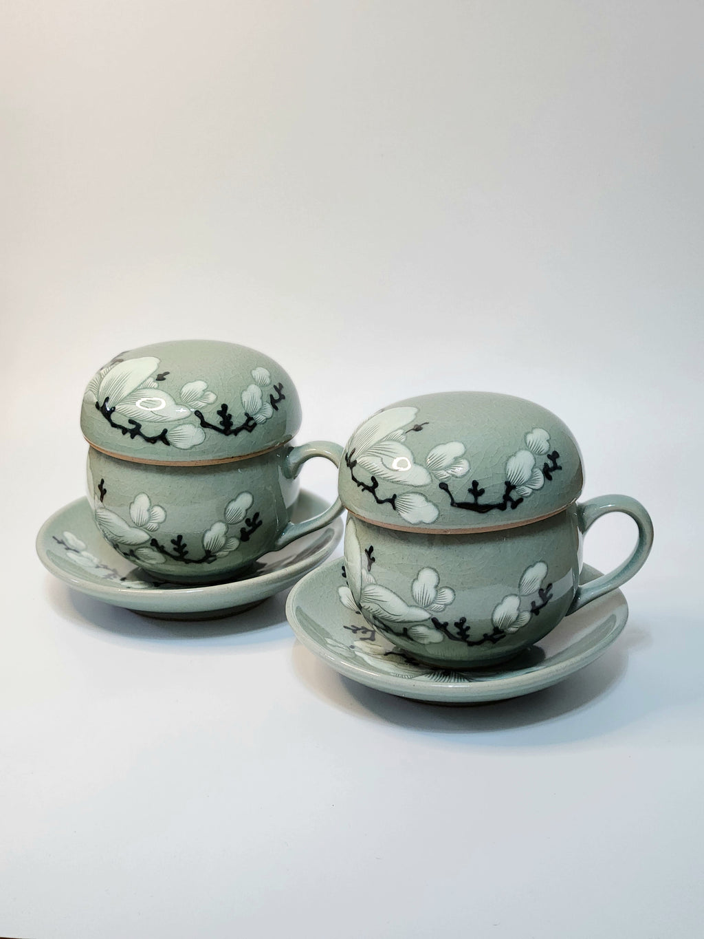 Korean Celadon Magnolia Teacup Set