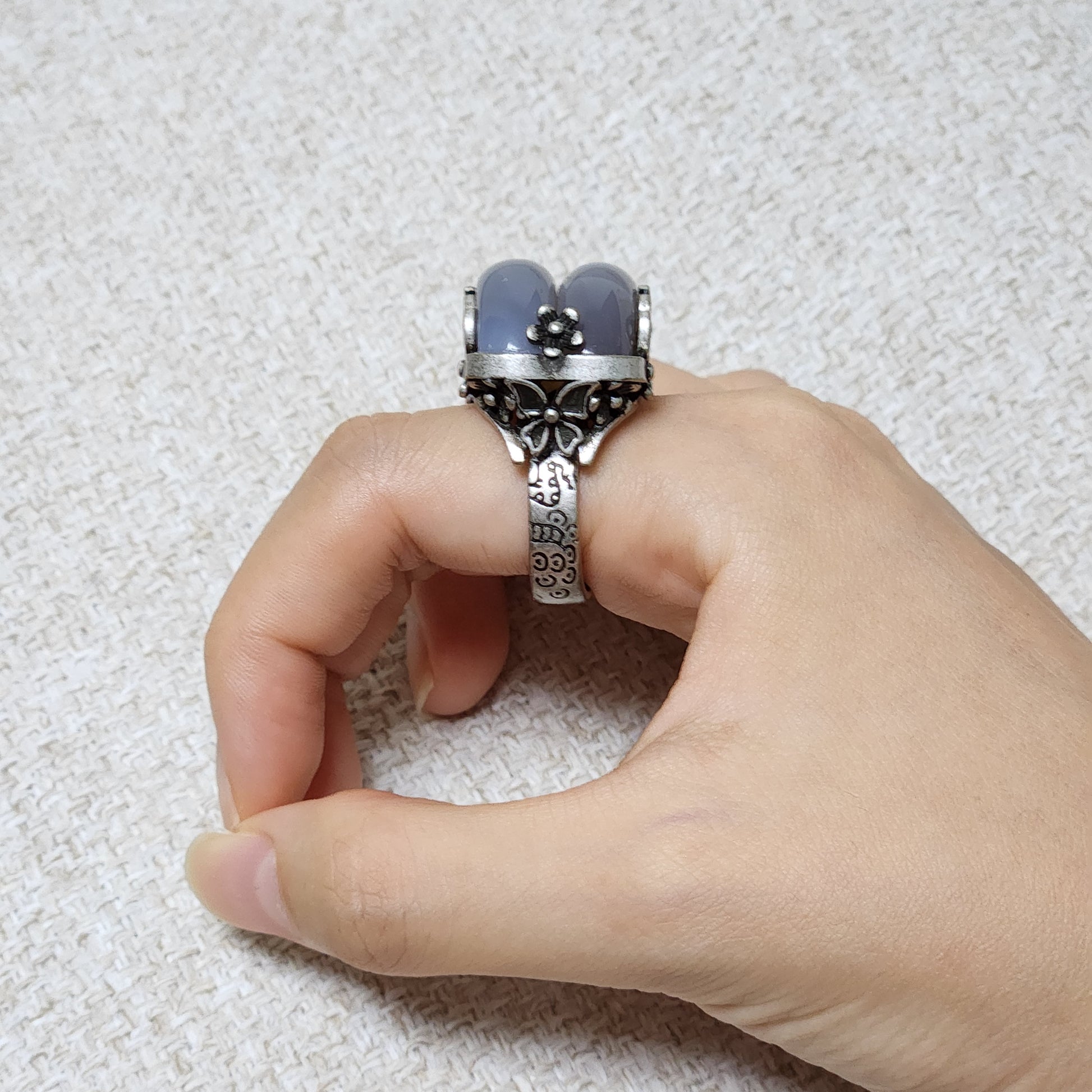 Jade twin hanbok ring butterfly band, korean hanbok accessory