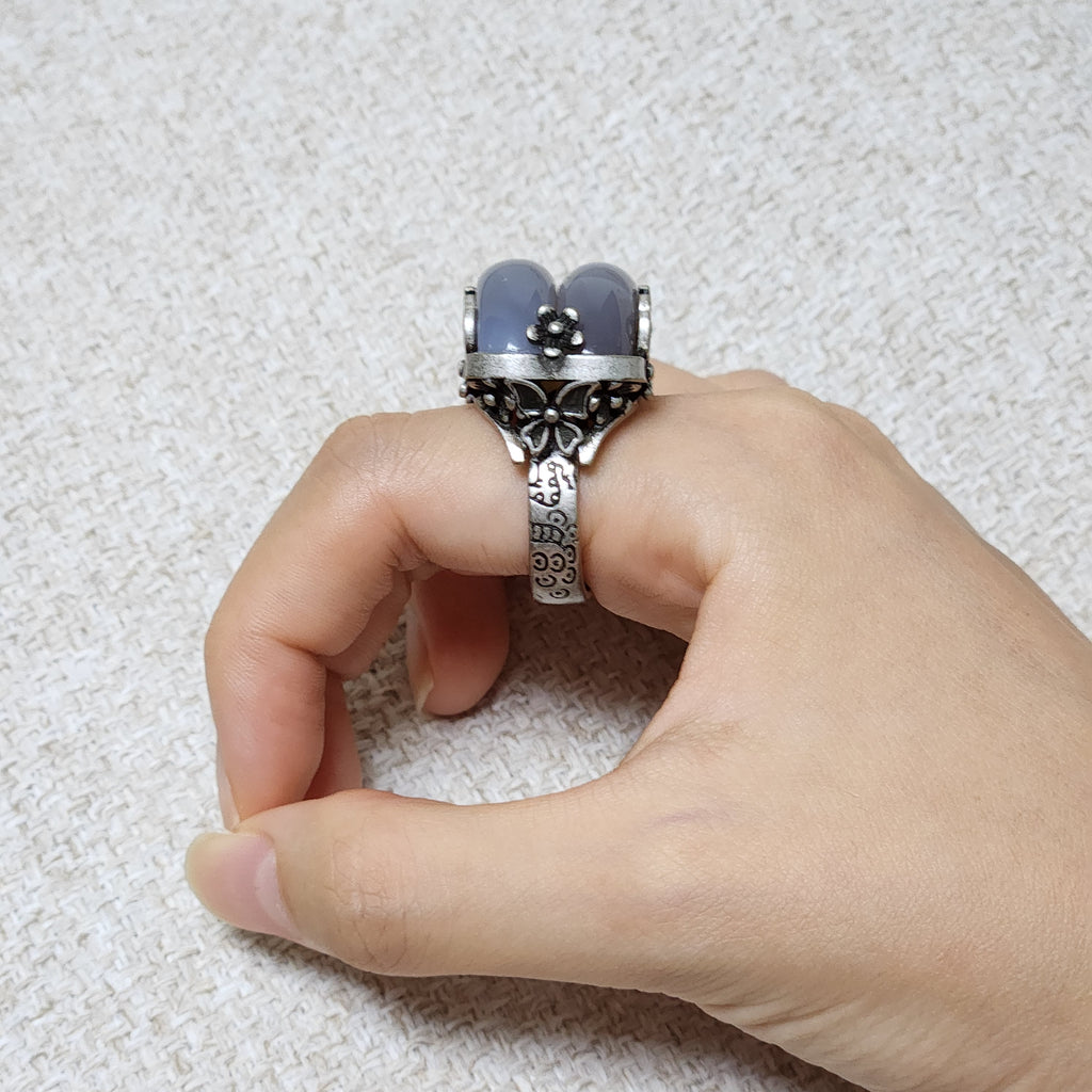 Jade twin hanbok ring butterfly band, korean hanbok accessory