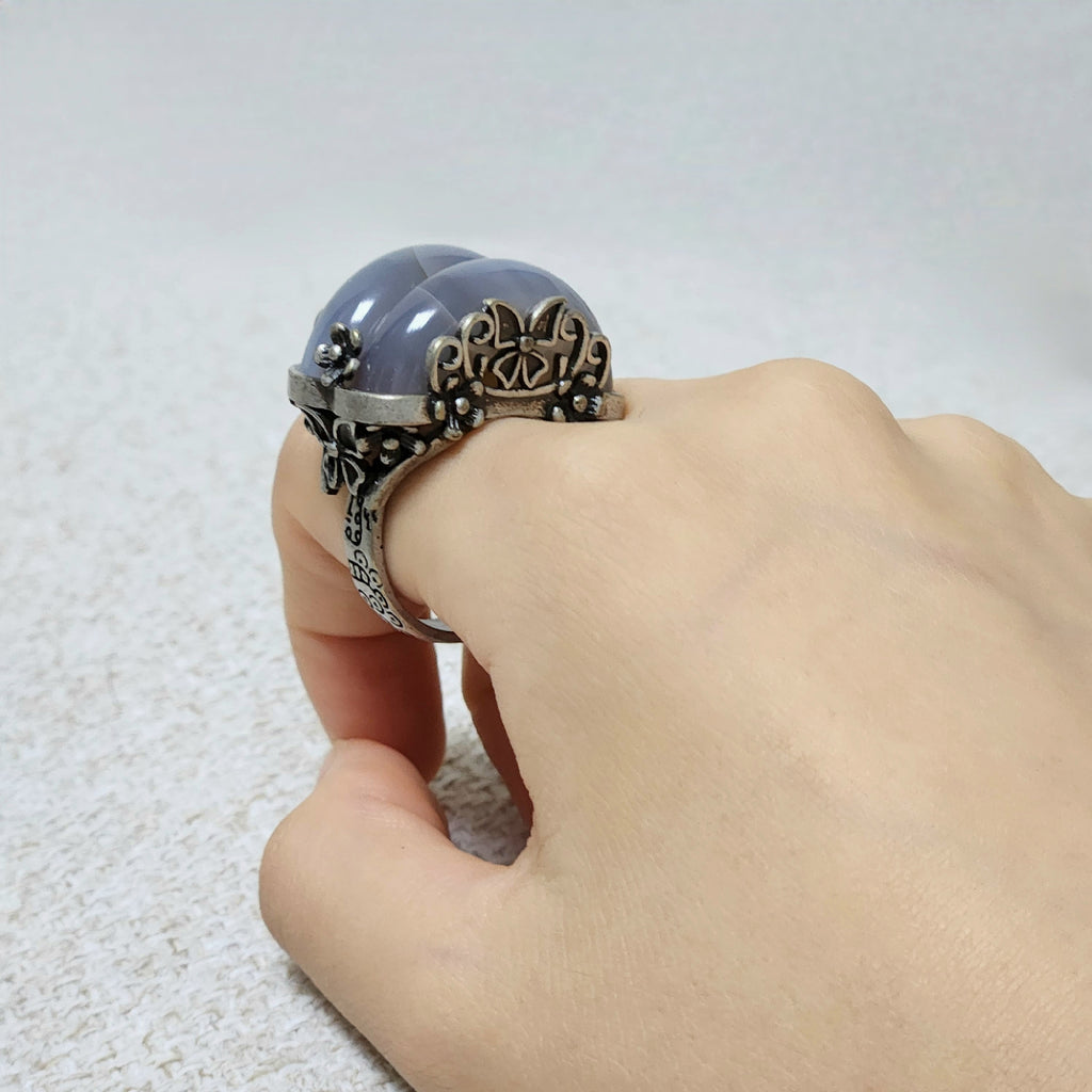 Jade twin hanbok ring butterfly band, korean hanbok accessory