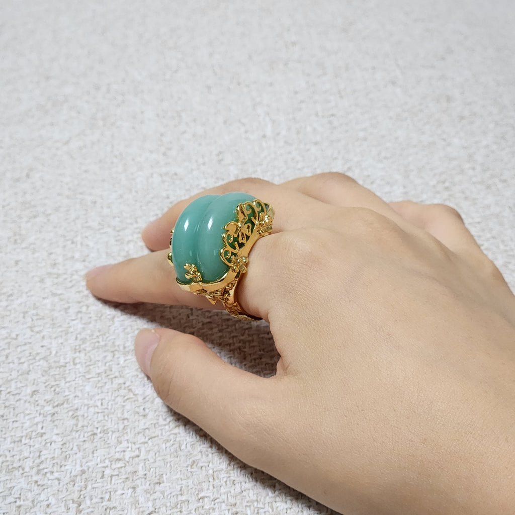Jade twin hanbok ring butterfly band, korean hanbok accessory
