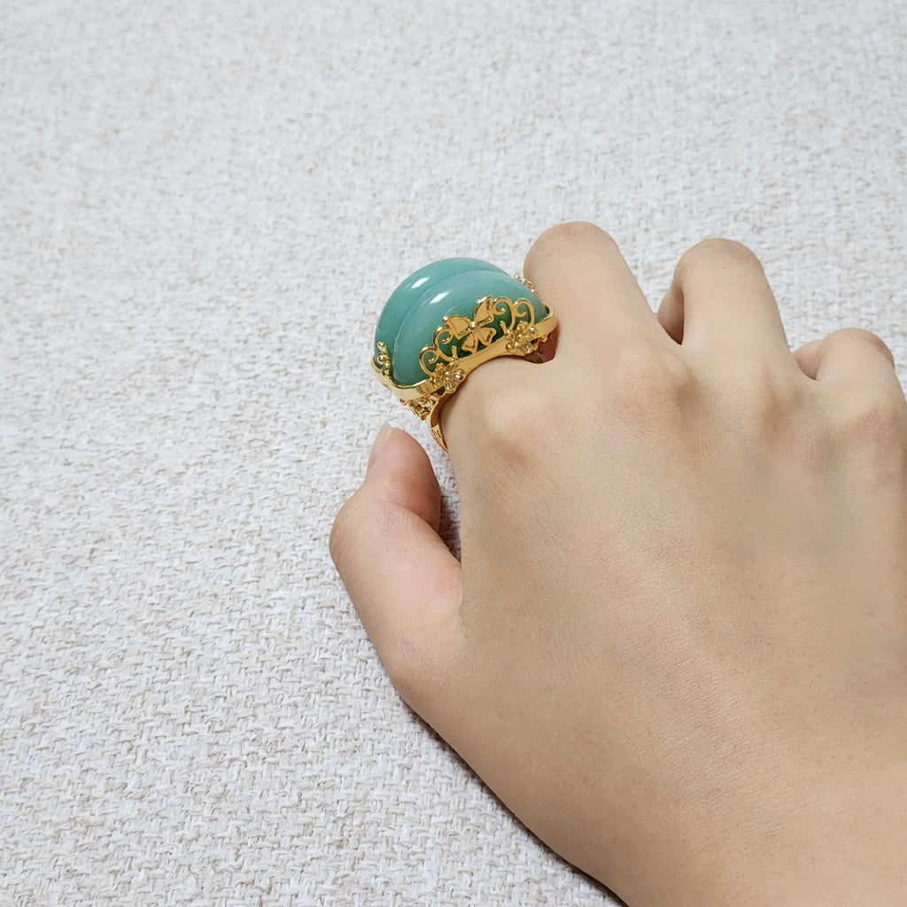 Jade twin hanbok ring butterfly band, korean hanbok accessory