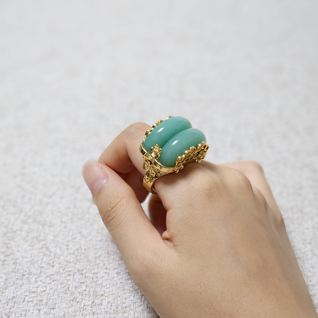 Jade twin hanbok ring butterfly band, korean hanbok accessory