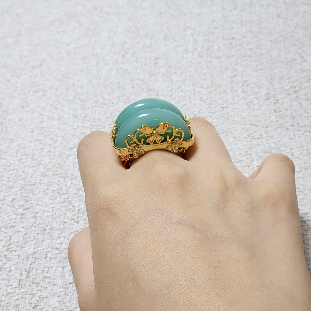 Jade twin hanbok ring butterfly band, korean hanbok accessory