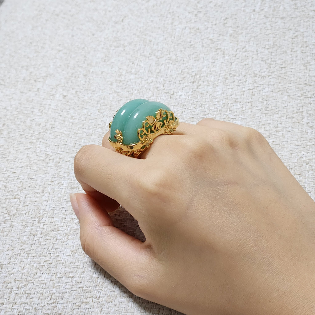 Jade twin hanbok ring butterfly band, korean hanbok accessory