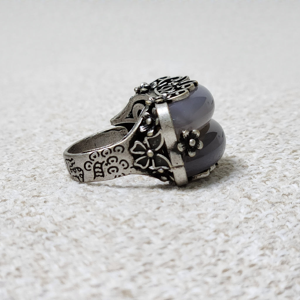 Jade twin hanbok ring butterfly band, korean hanbok accessory