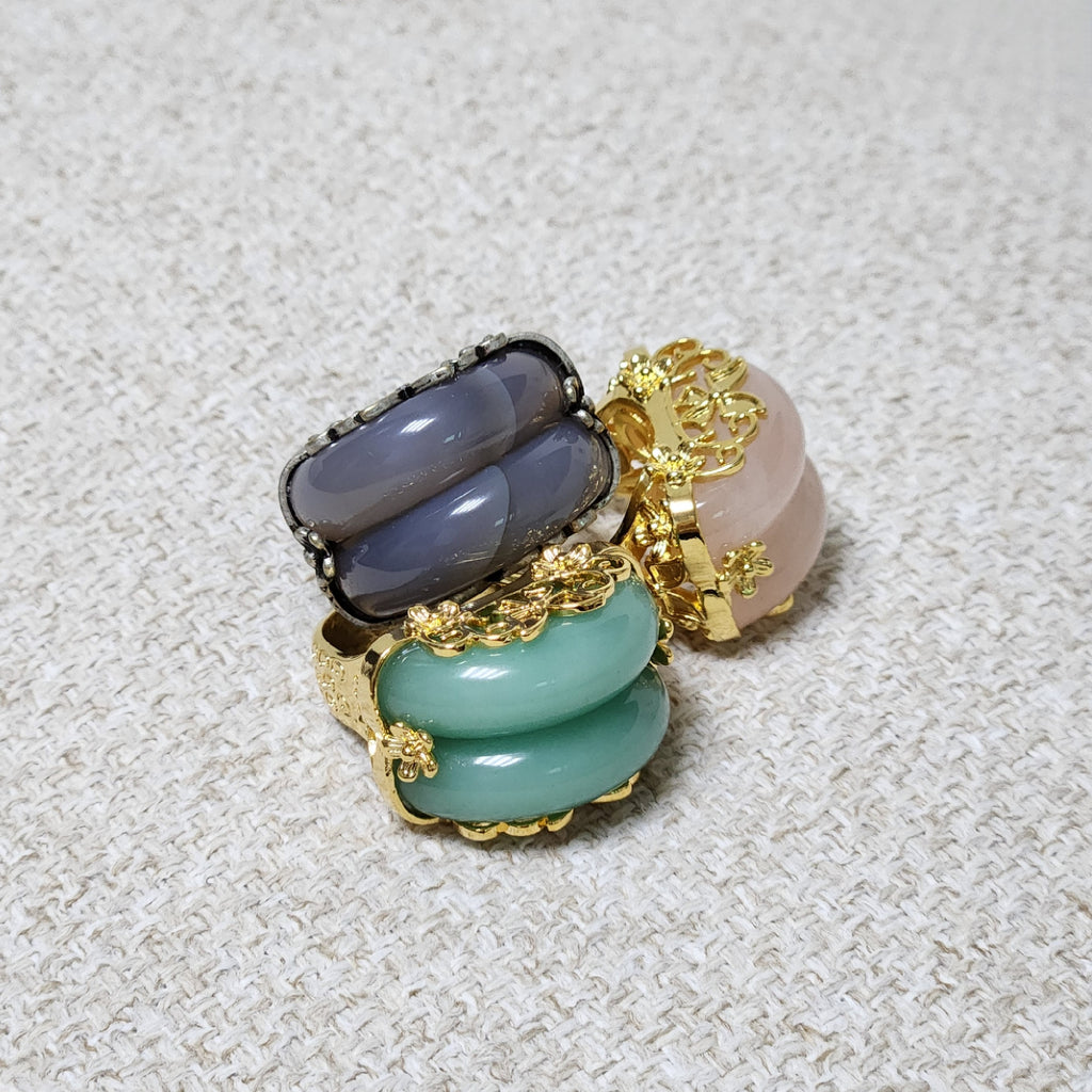 Jade twin hanbok ring butterfly band, korean hanbok accessory