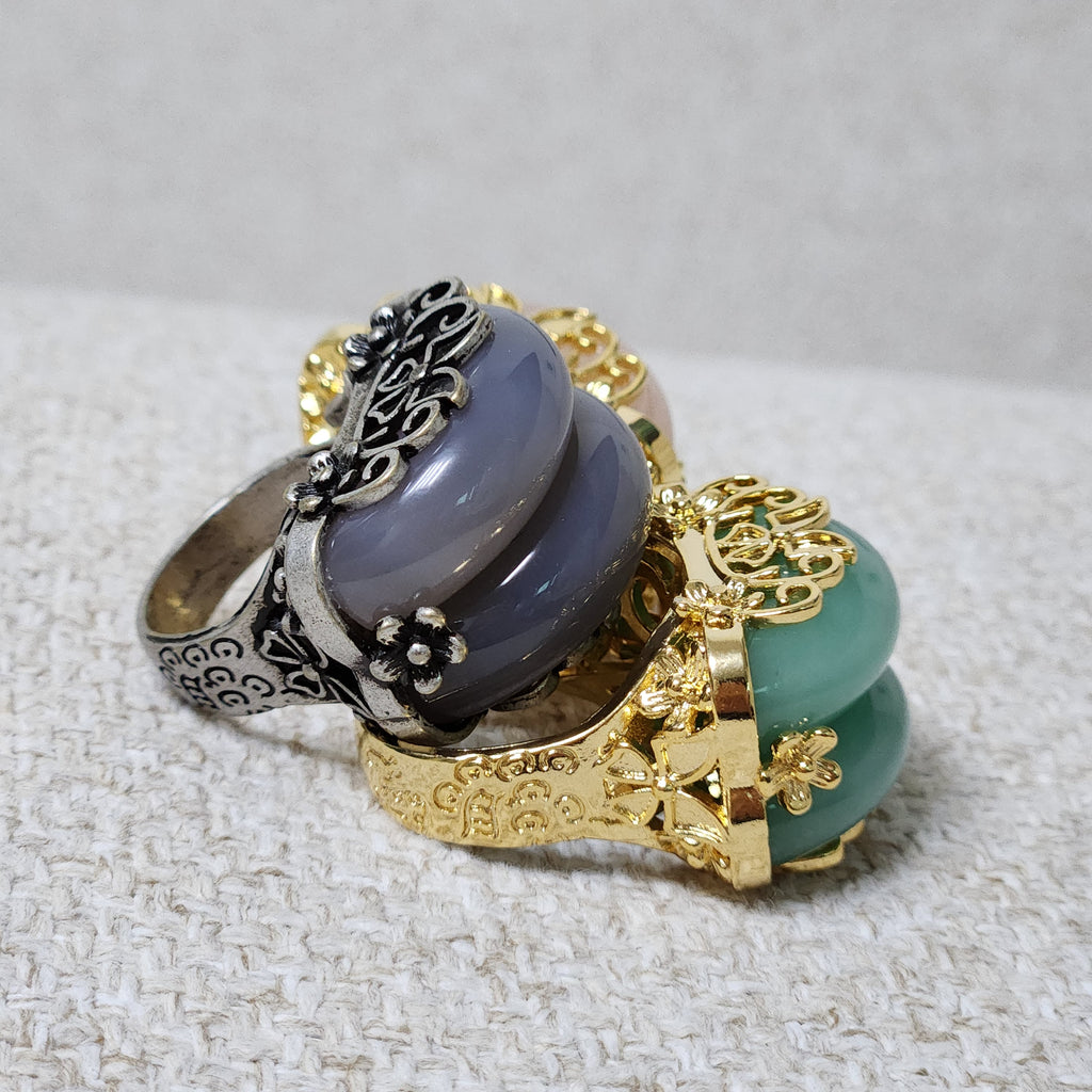 Jade twin hanbok ring butterfly band, korean hanbok accessory