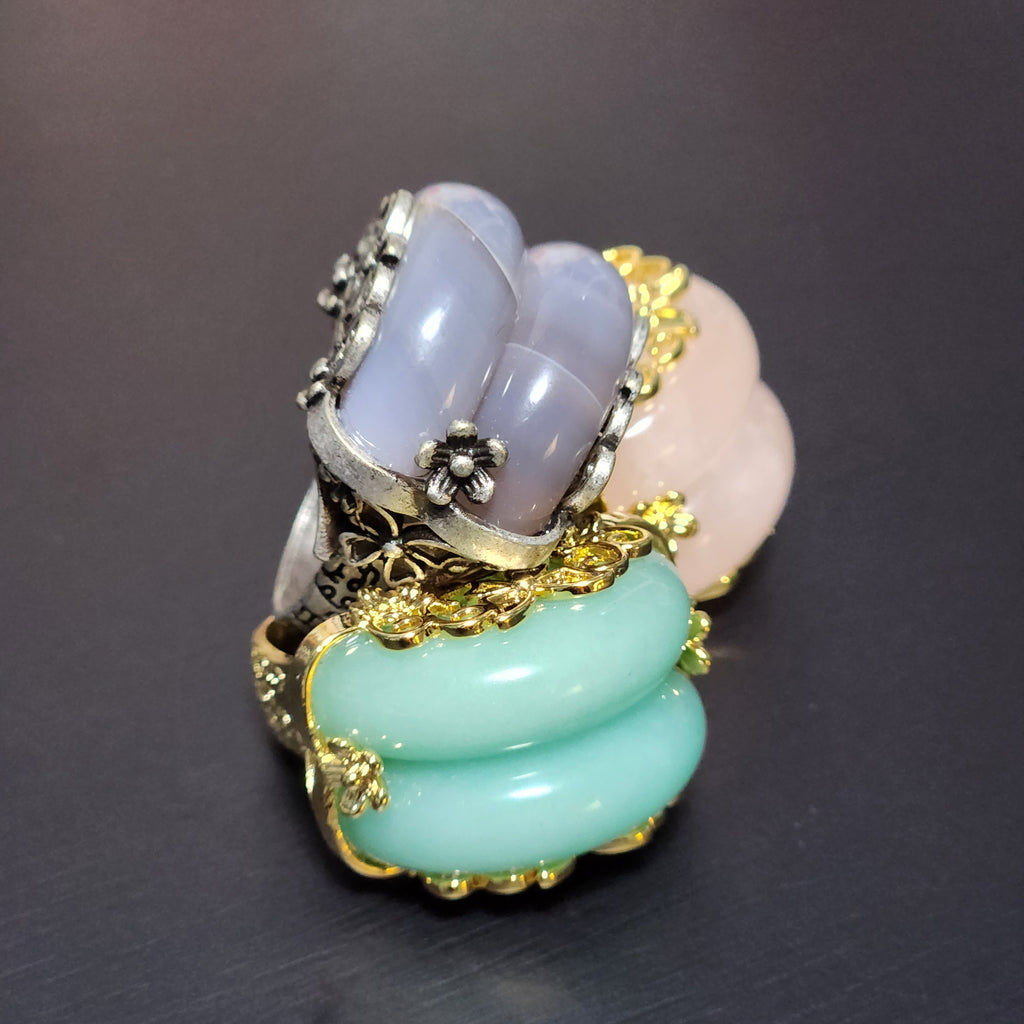 Jade twin hanbok ring butterfly band, korean hanbok accessory