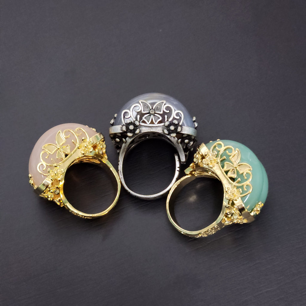 Jade twin hanbok ring butterfly band, korean hanbok accessory