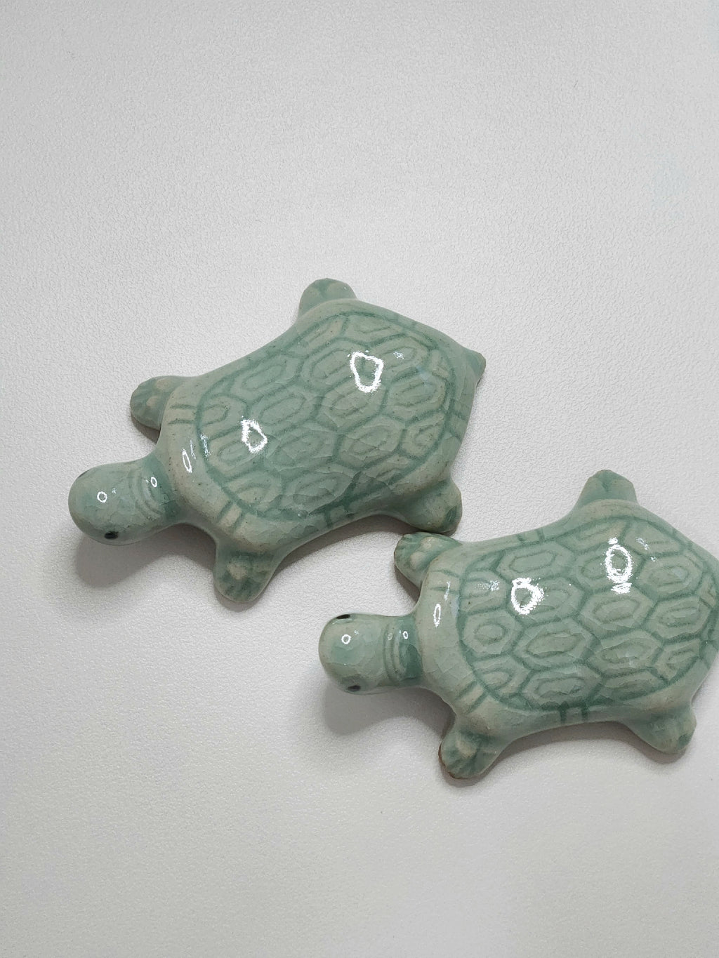 Korean Traditional Celadon Turtle Spoon and Chopsticks Rest 2P set