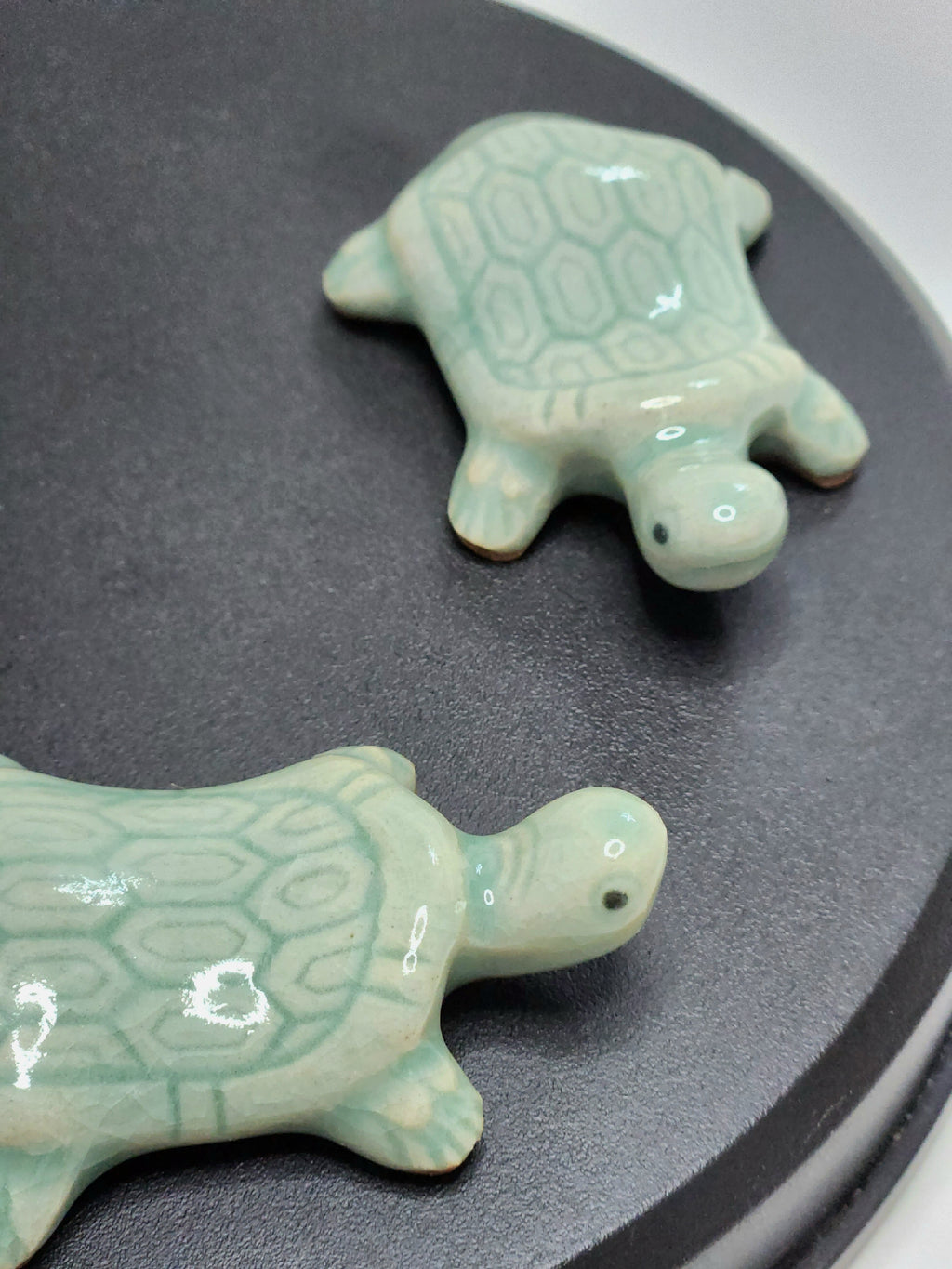 Korean Traditional Celadon Turtle Spoon and Chopsticks Rest 2P set