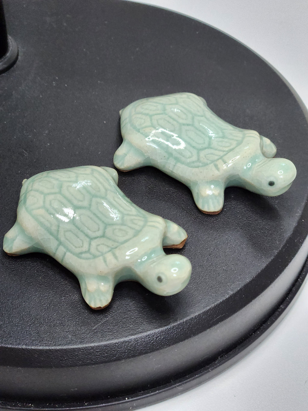Korean Traditional Celadon Turtle Spoon and Chopsticks Rest 2P set