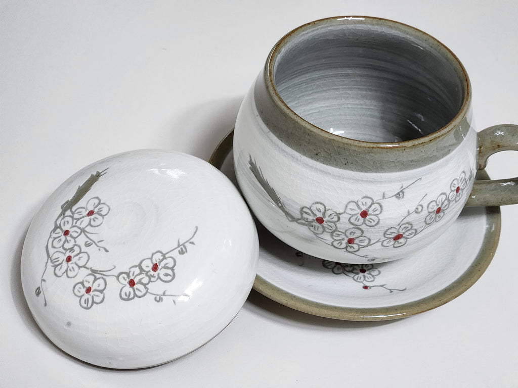 Korean plum flower tea cup & coaster