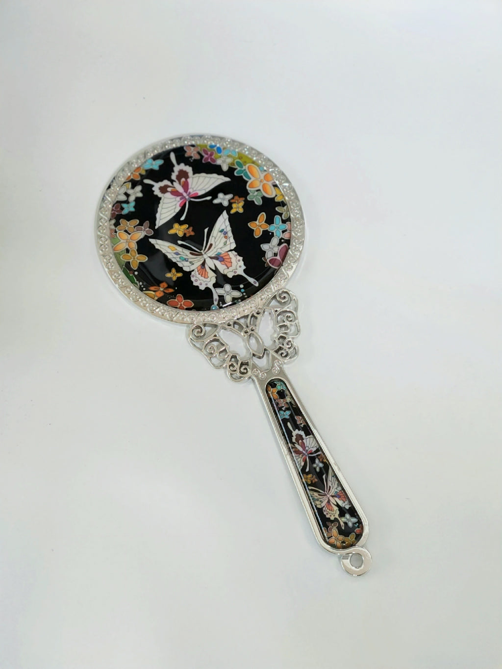 Princess black mother of pearl hand mirror