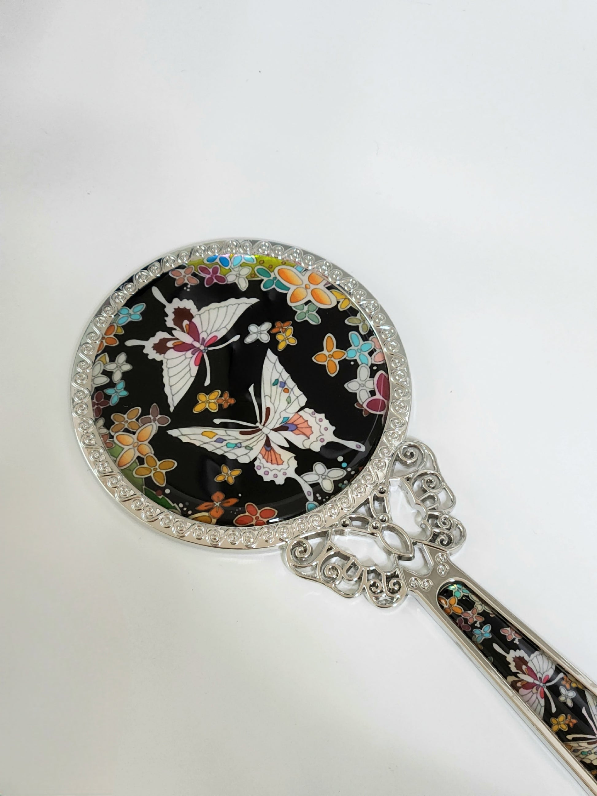 Princess black mother of pearl hand mirror