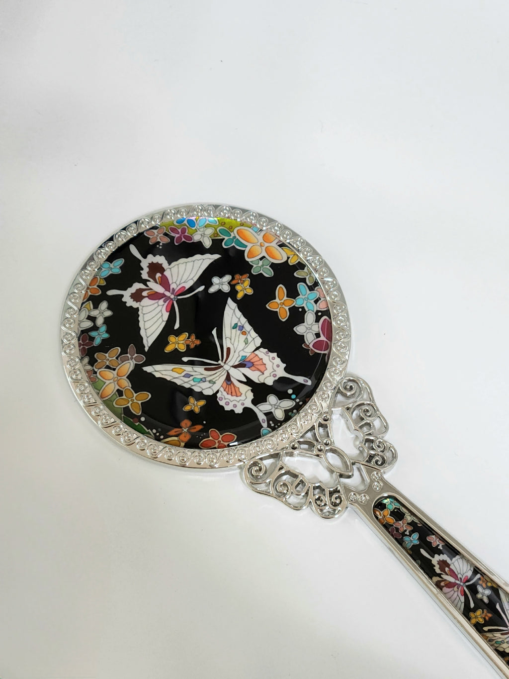 Princess black mother of pearl hand mirror