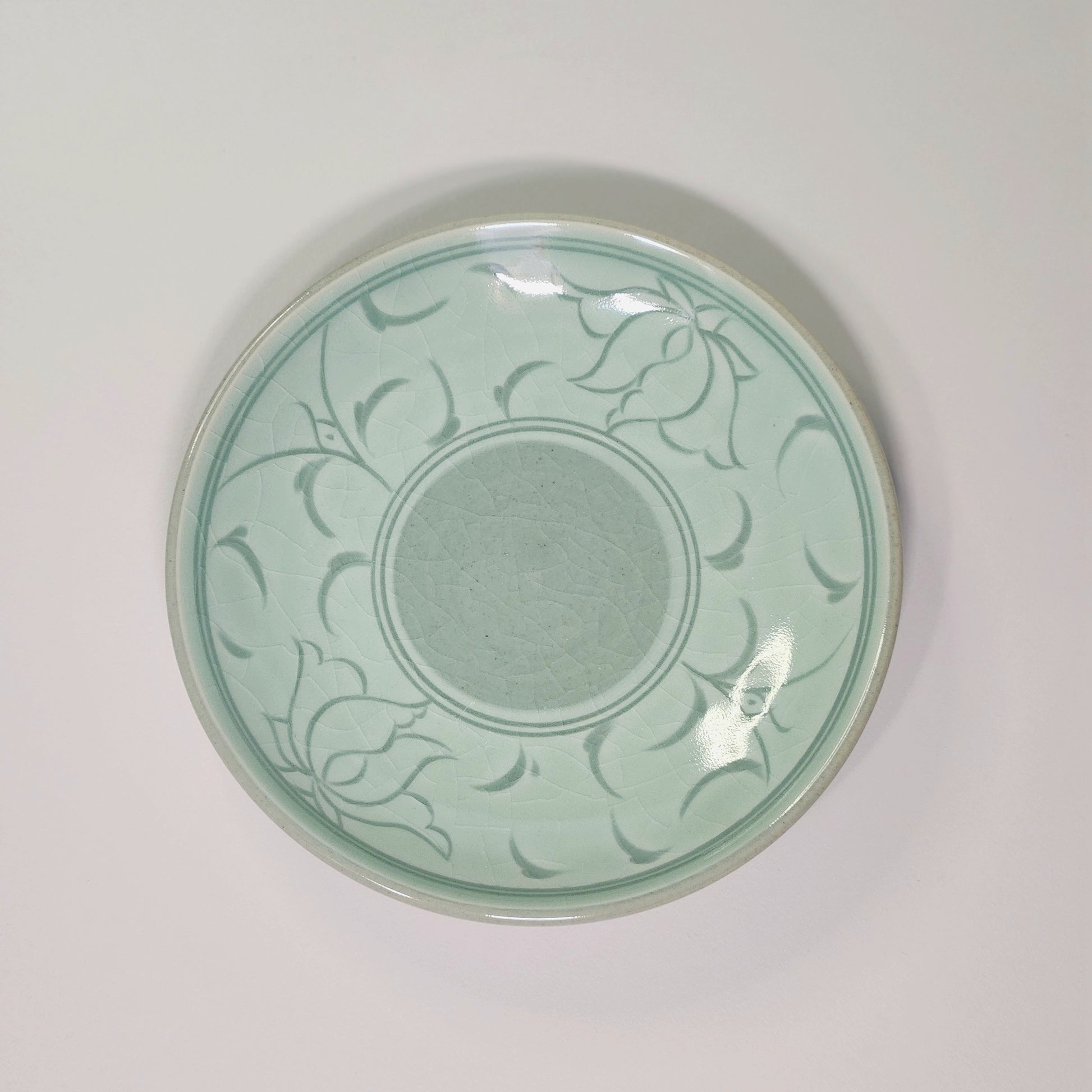Korean celadon white inlay dangcho tea cup set (2p set)