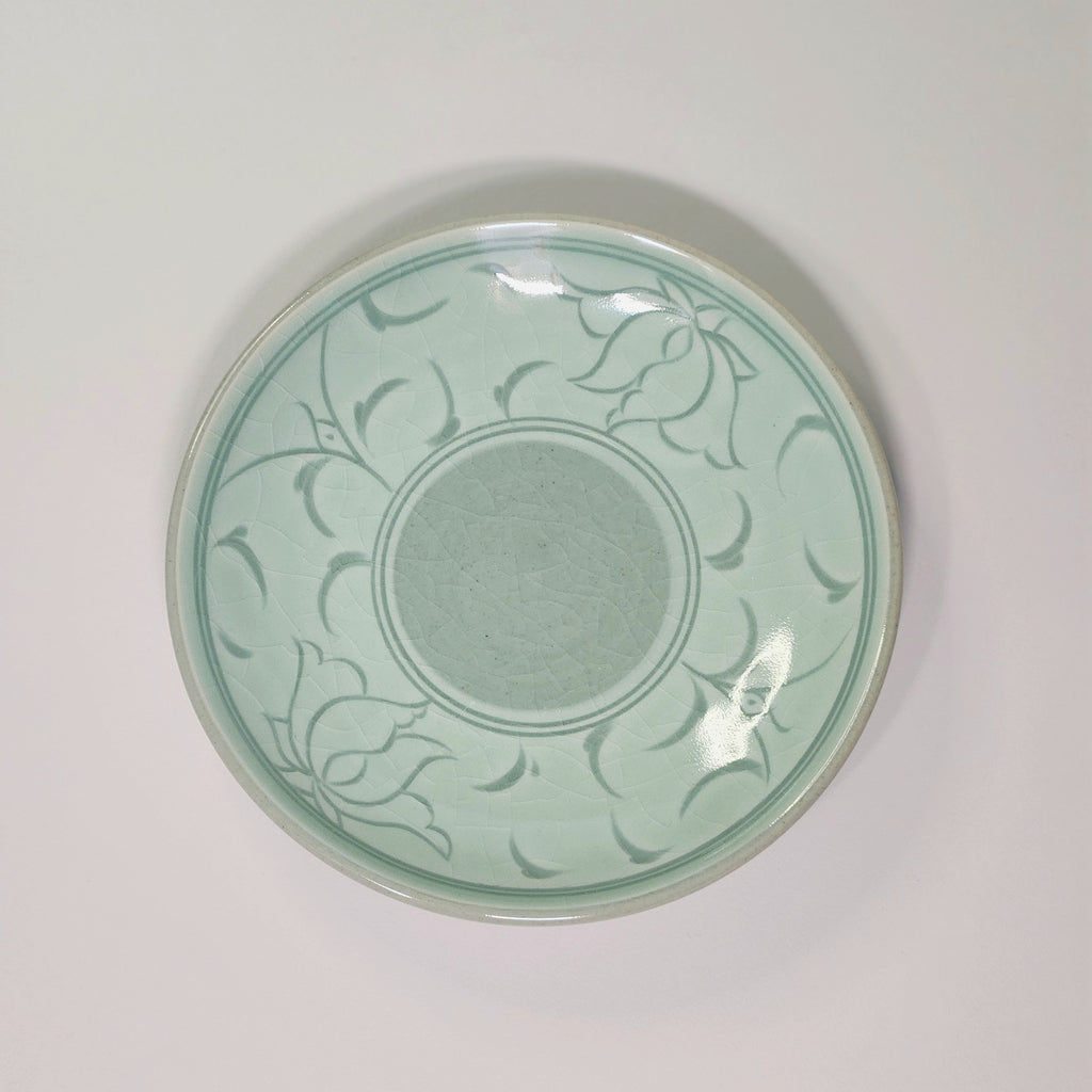 Korean celadon white inlay dangcho tea cup set (2p set)