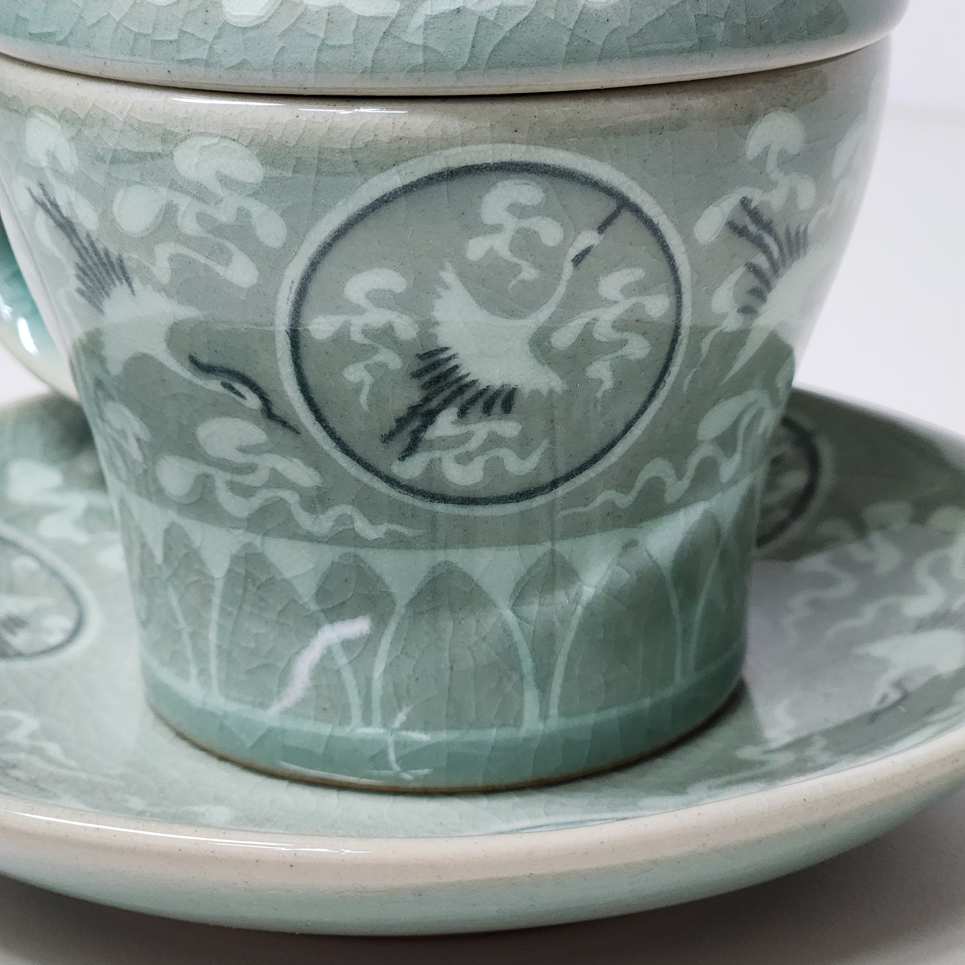 Korean Inlaid Celadon Prunus Vase Lid Teacup (200ml)