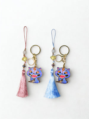 Kpop Demon hunters Derpy Tiger & Korean Norigae Keychains - Hojakdo Folk Art, K-Culture Gift