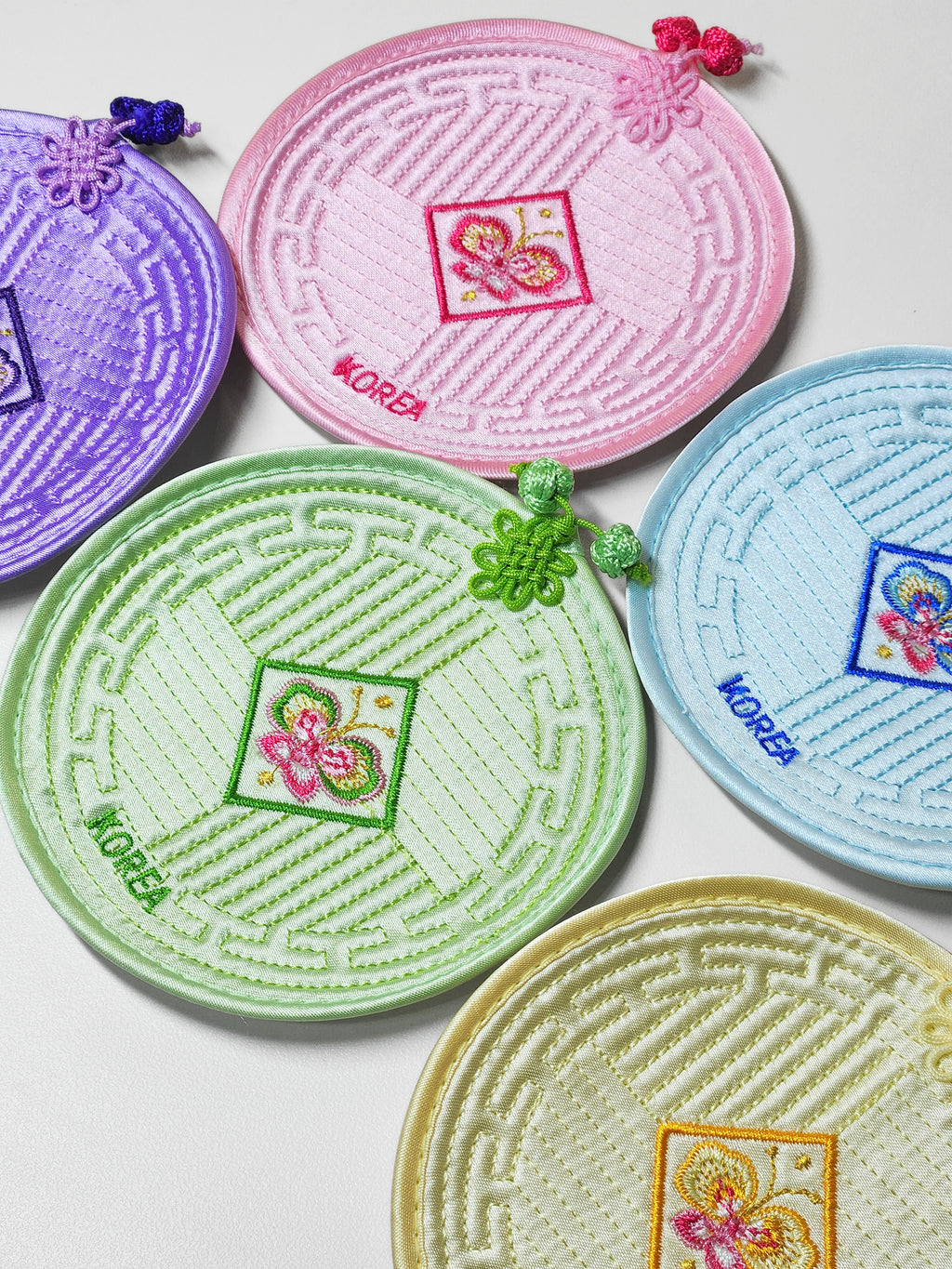 Quilted Coaster Tea Coaster Round Pastel Color (1set)