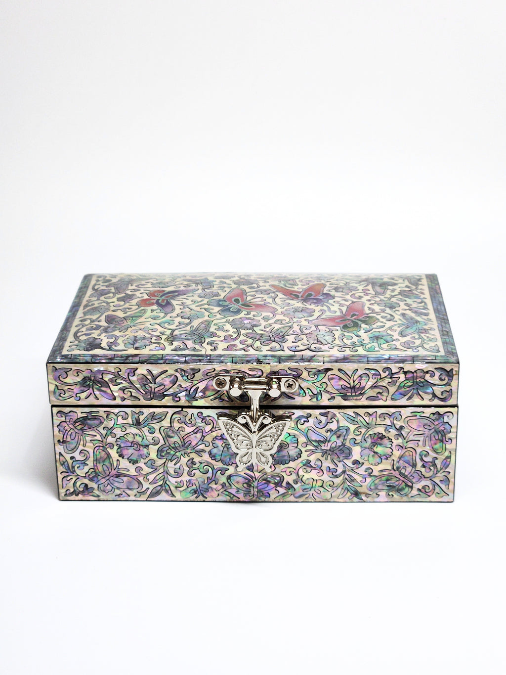 Full mother of pearl premium fancy jewelry box with mirror lid for women gifts