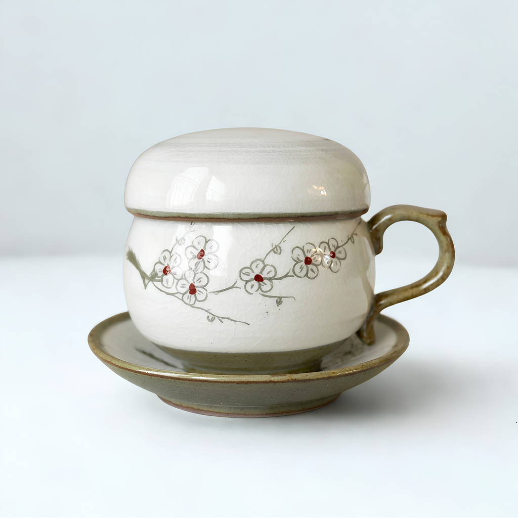 Korean plum flower tea cup & coaster