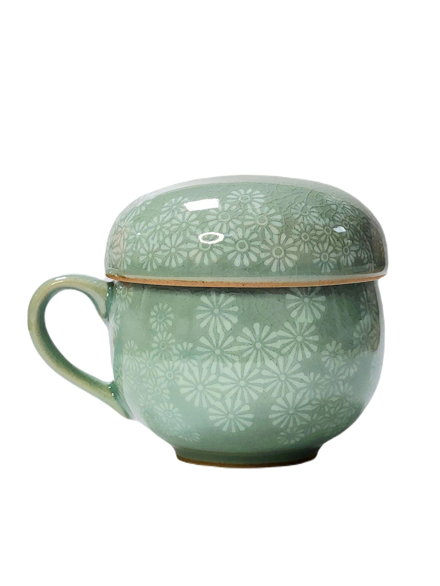 Korean celadon flower tea cup & coaster set