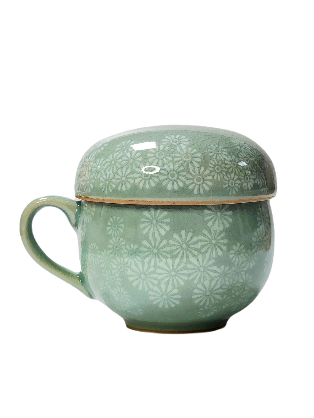 Korean celadon flower tea cup & coaster set
