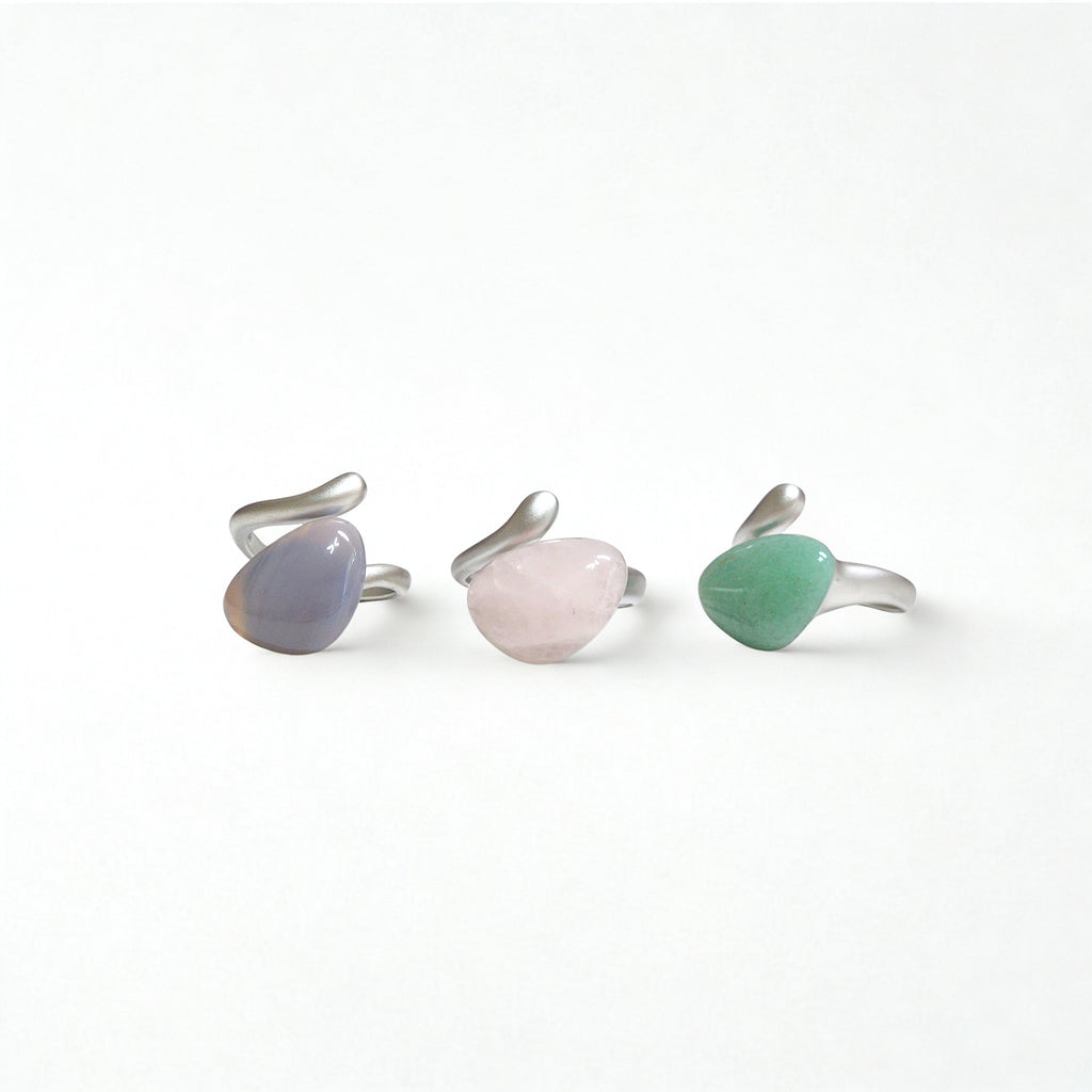 Korean Jade Hanbok Ring - Adjustable Open Band