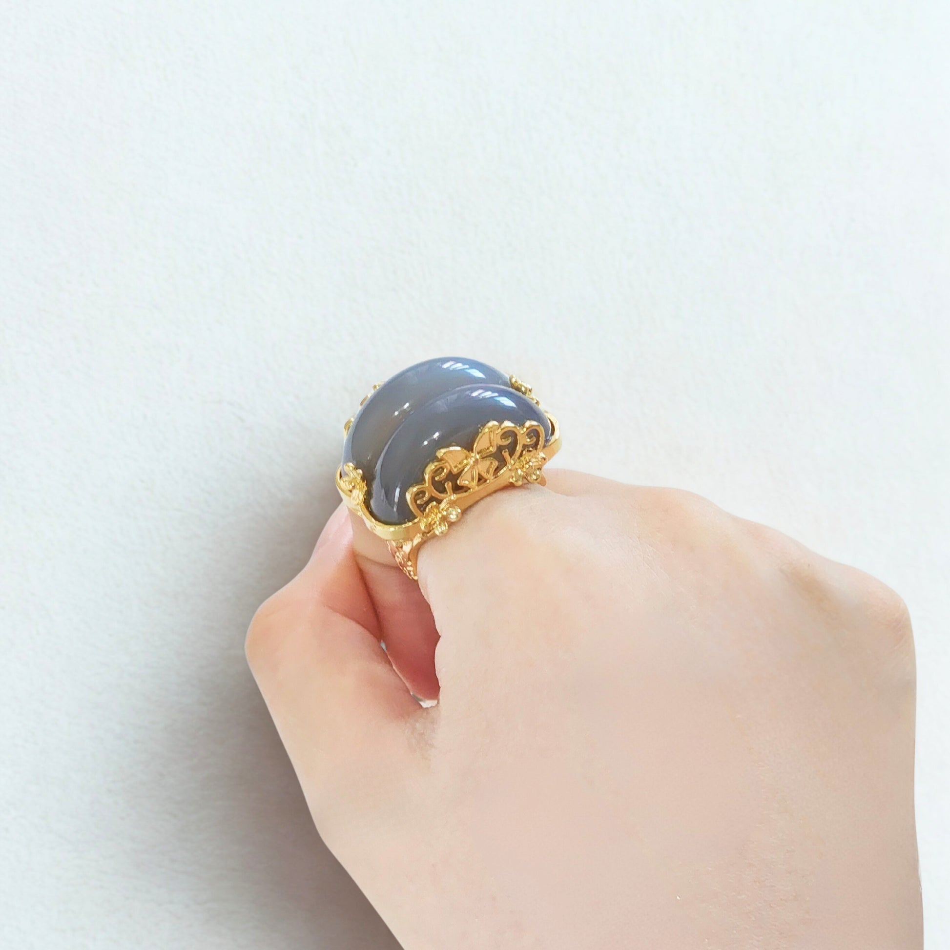 Jade twin hanbok ring butterfly band, korean hanbok accessory