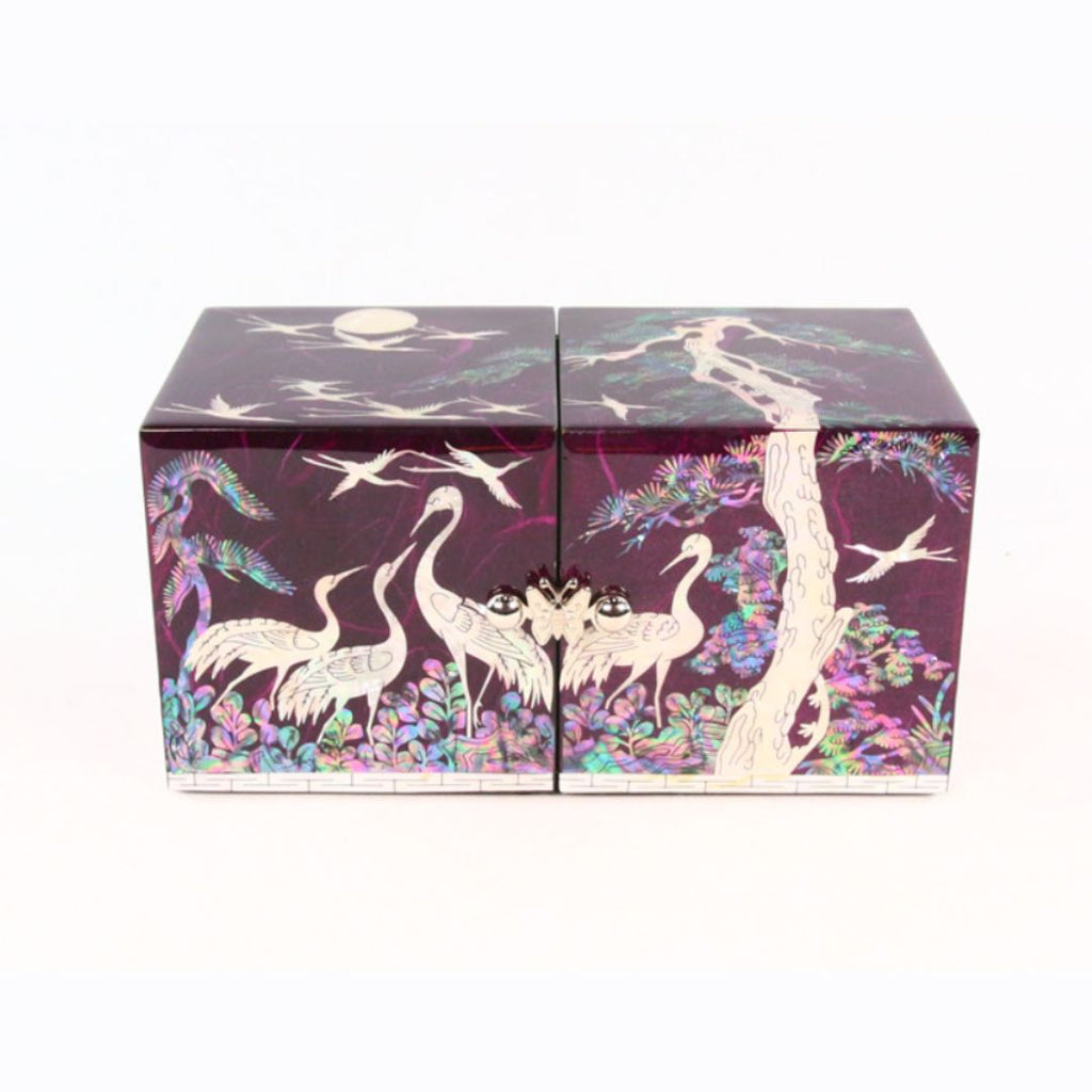 Korean Mother of Pearl handmade jewelry box with hanji and crand pattern