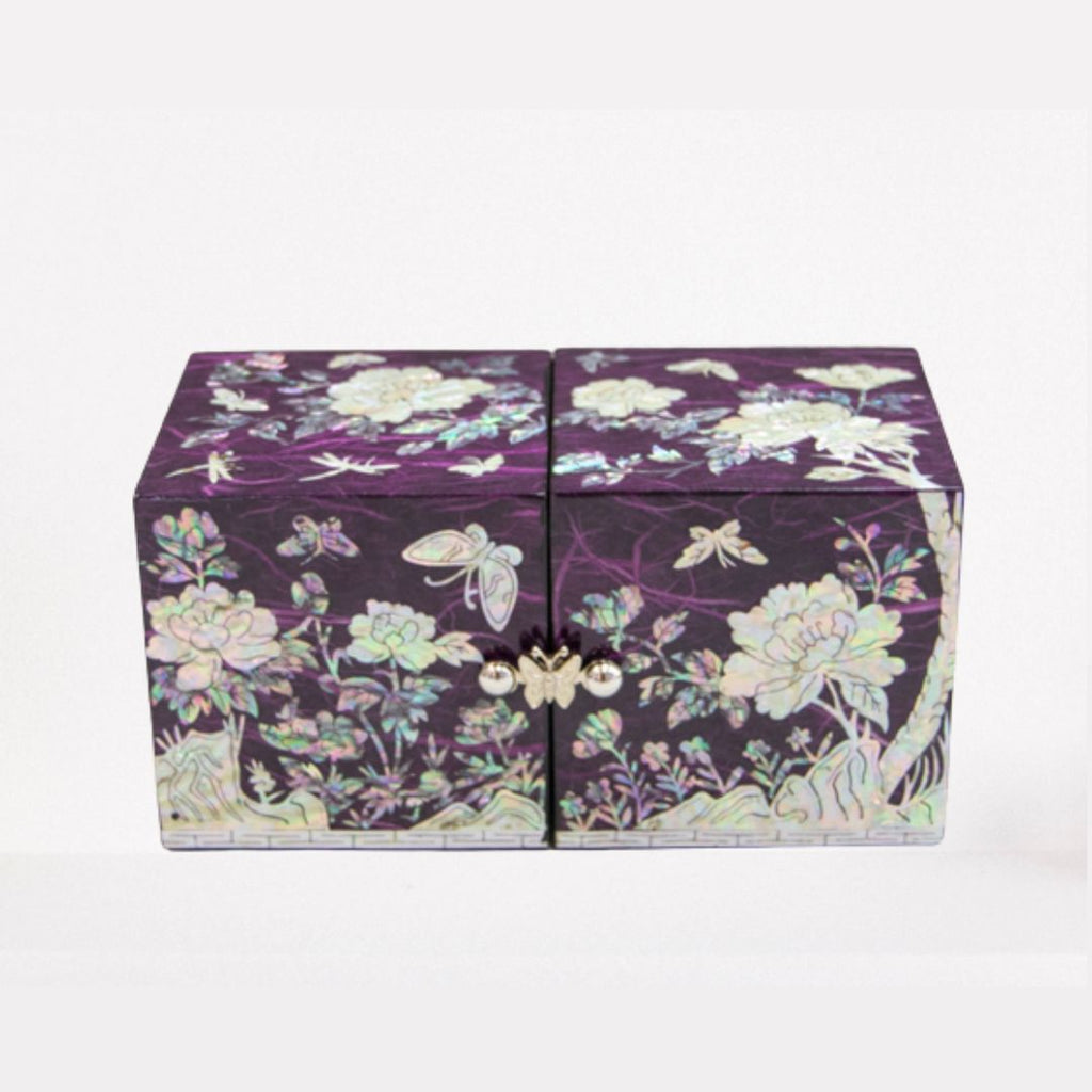 Mother of pearl peony purple jewelry box