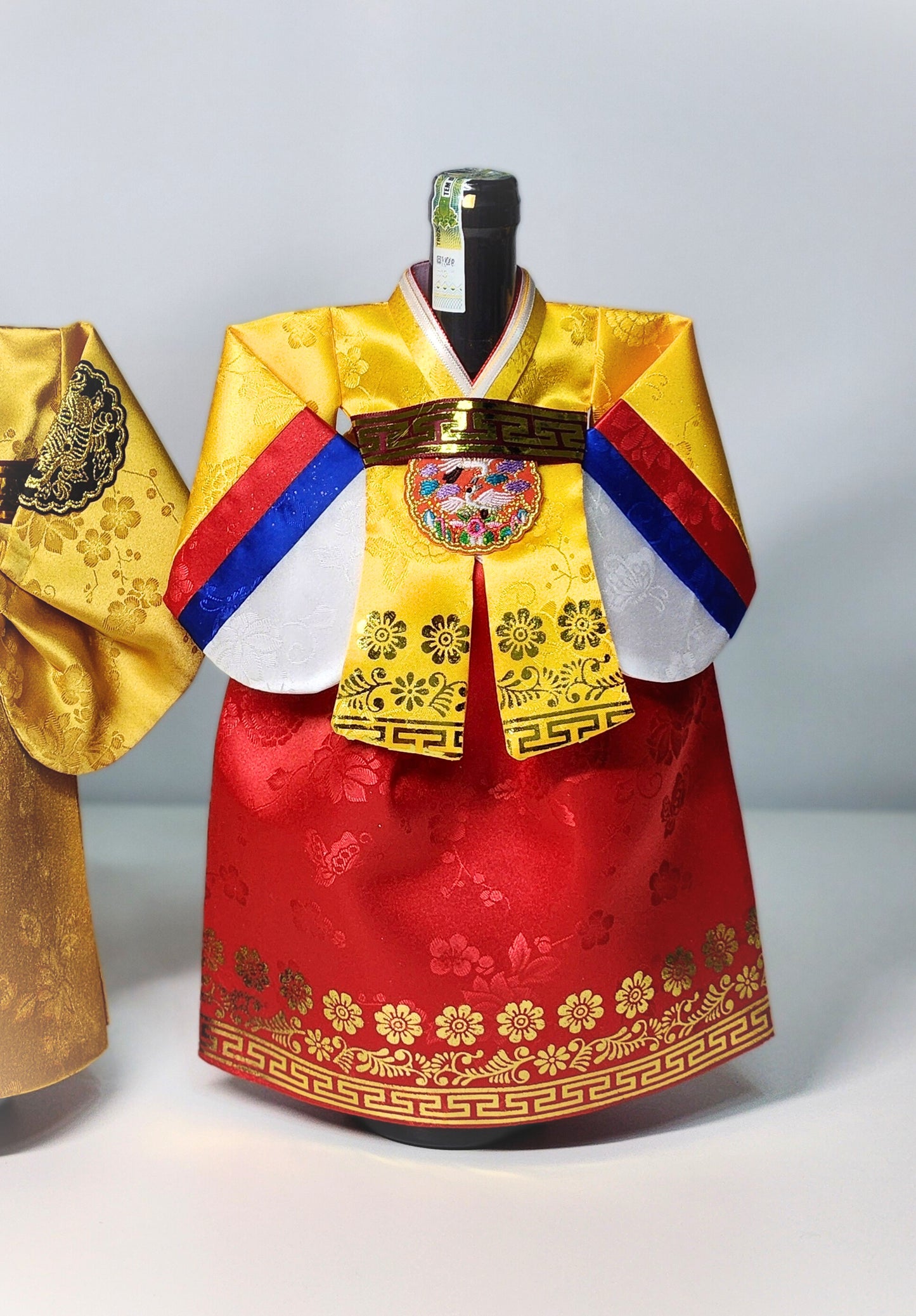 Korean hanbok wine bottle cover KING & QUEEN