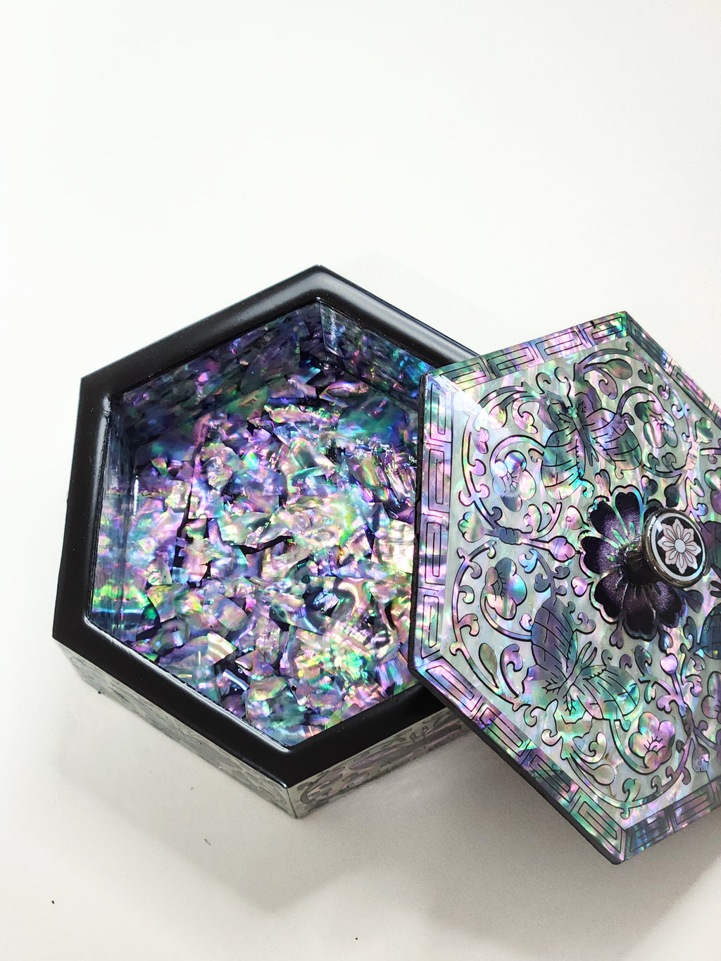 Hexagon colorful butterfly mother of pearl jewerly box
