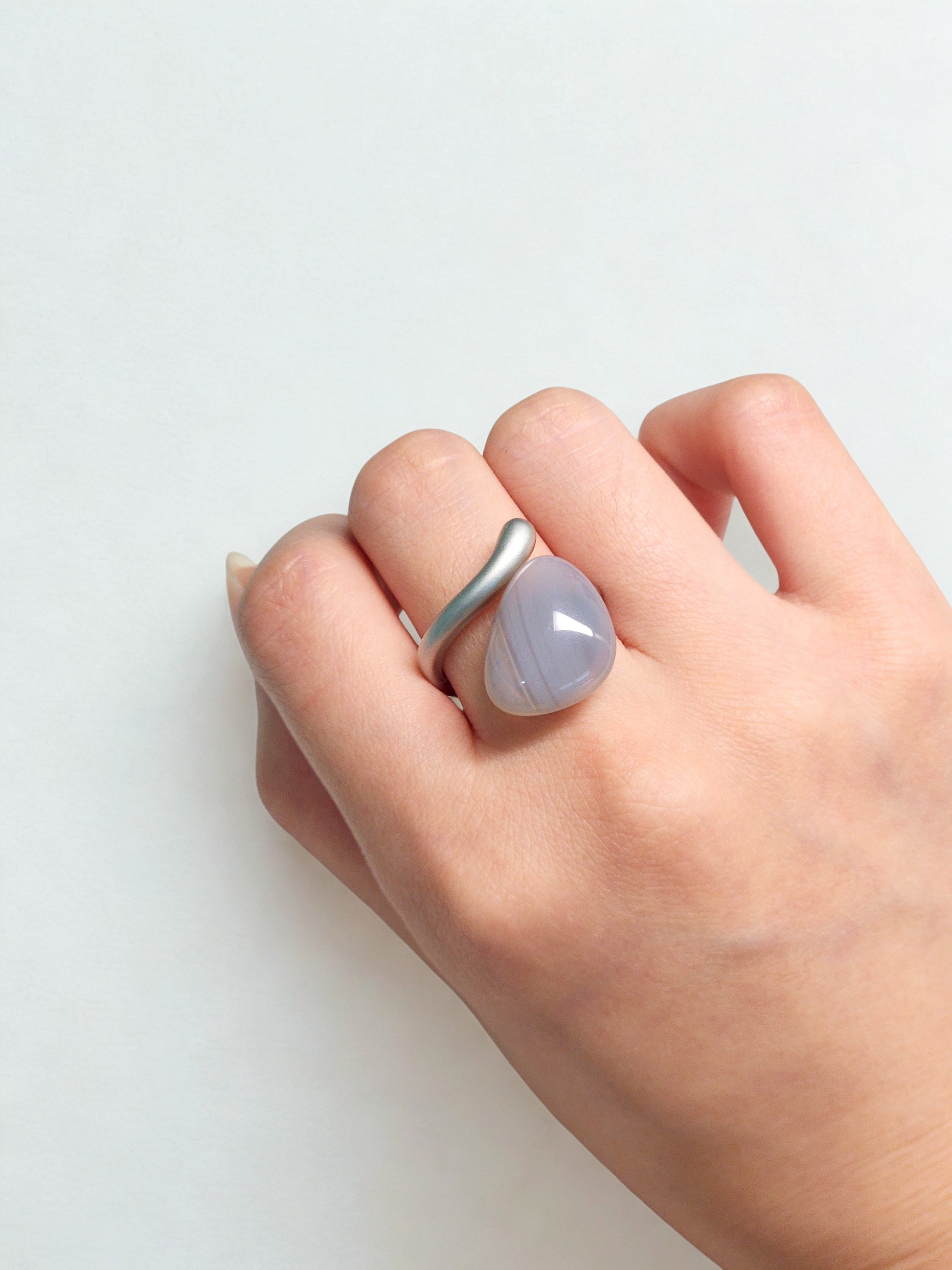 Korean Jade Hanbok Ring - Adjustable Open Band